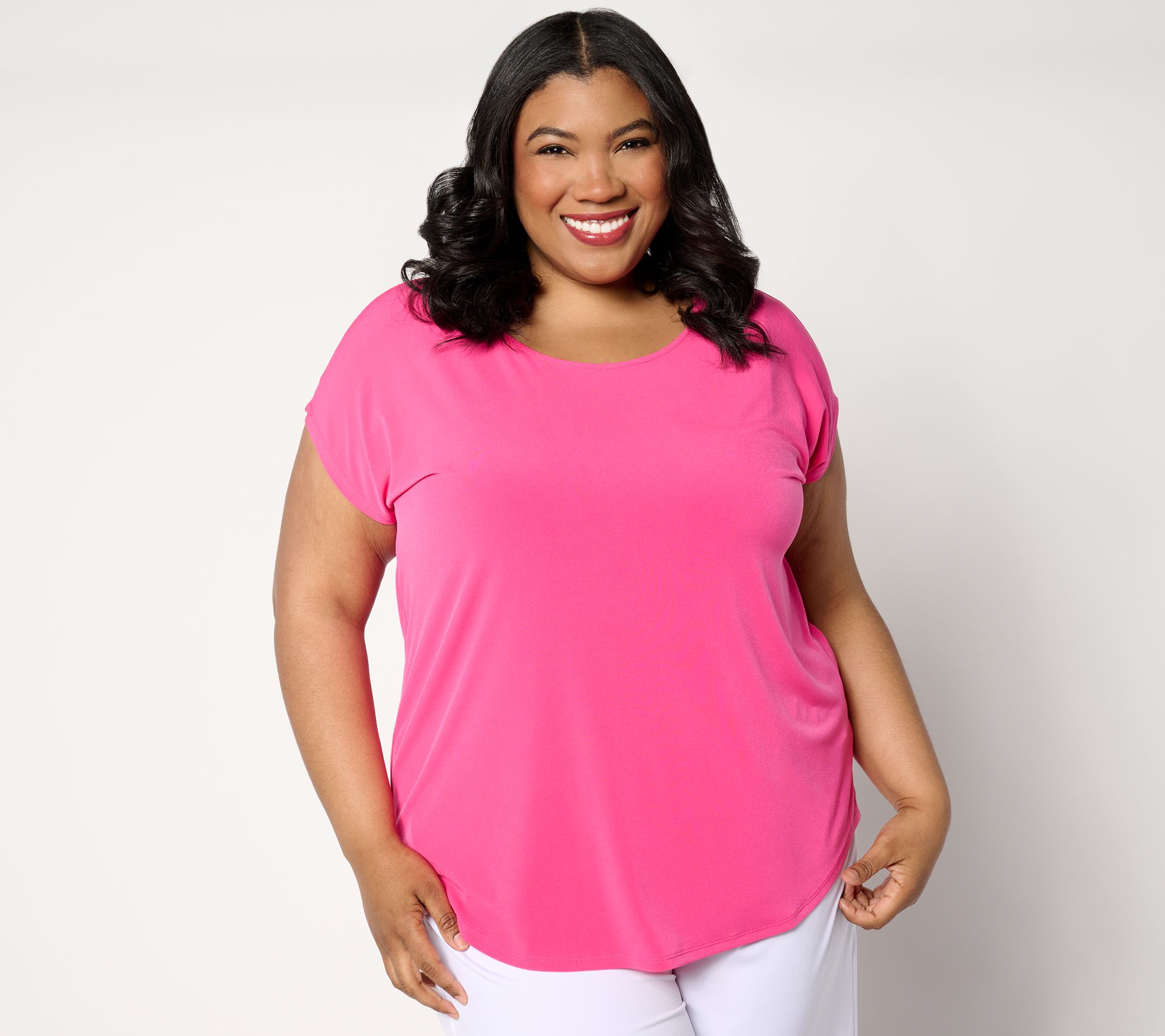 "As Is" Susan Graver Modern Essentials Liquid Knit Cap Sleeve Top