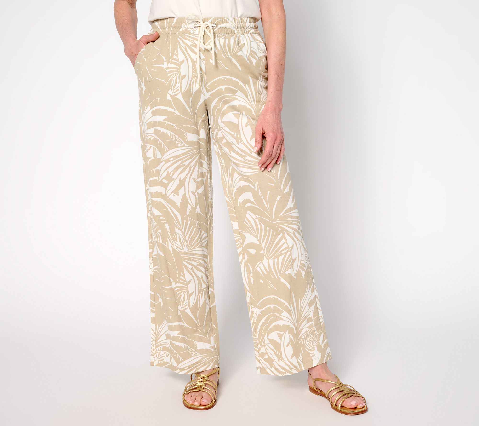 Belle by Kim Gravel Petite Cabana Knit Full Length Beach Pants