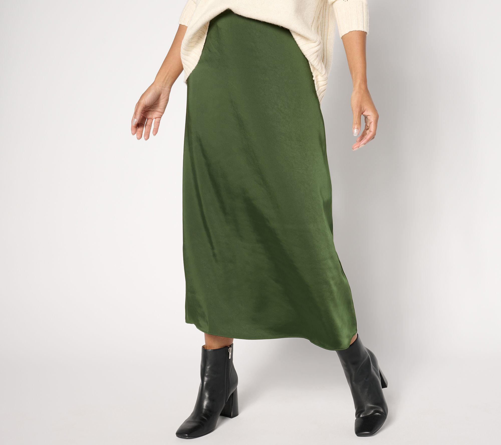 "As Is" Me by Jennie Garth Regular Brookline Satin Midi Skirt