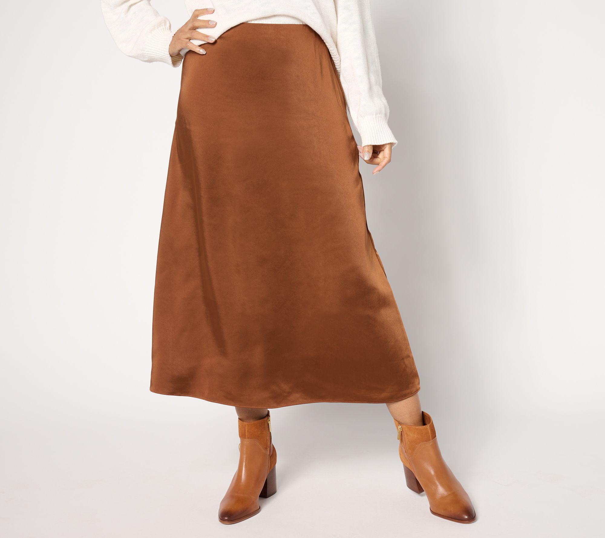 "As Is" Me by Jennie Garth Regular Brookline Satin Midi Skirt