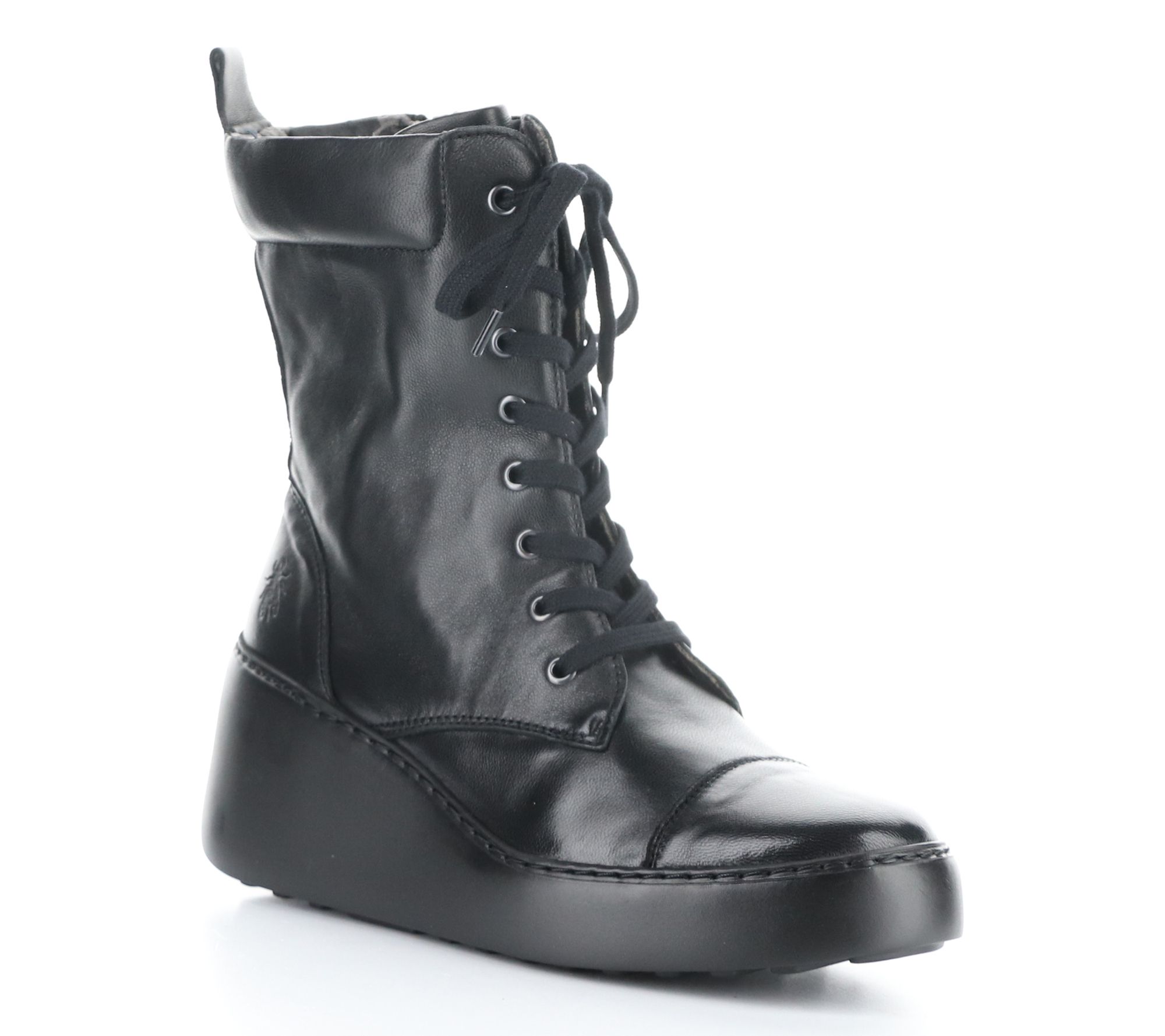 Fly London Leather Side Zip Combat Boot- Daff