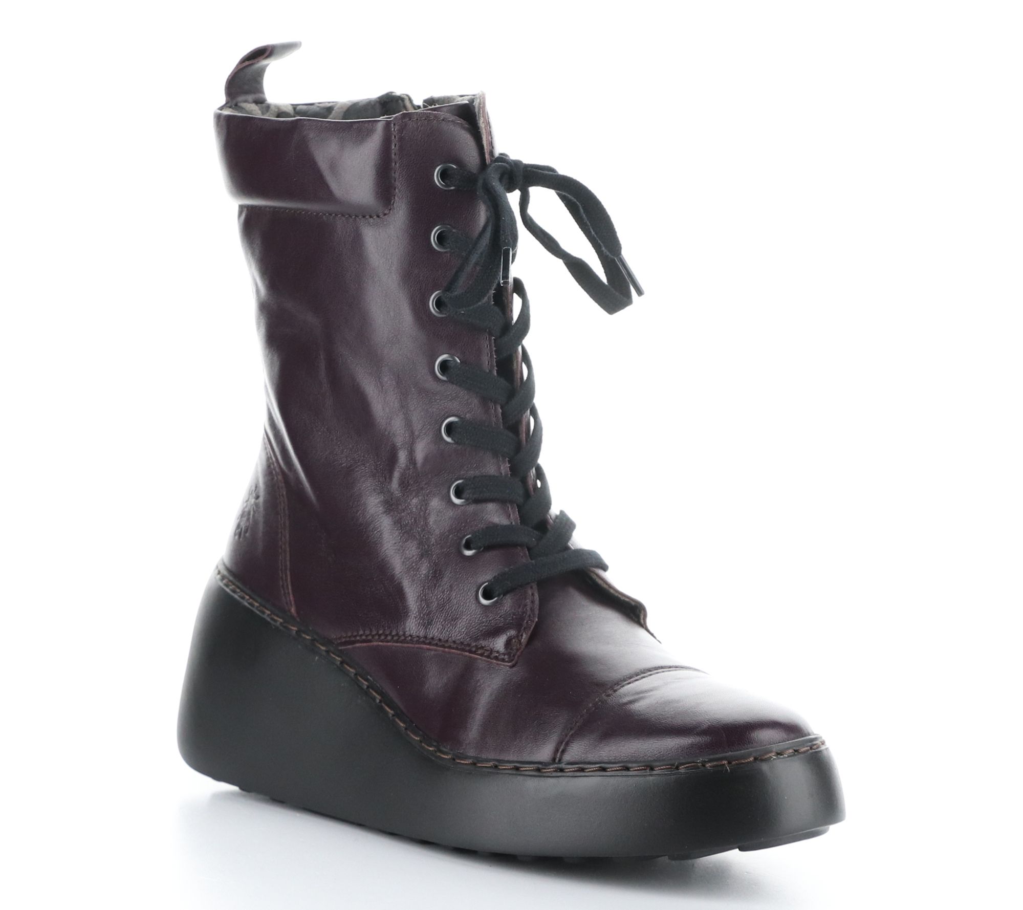 Fly London Leather Side Zip Combat Boot- Daff