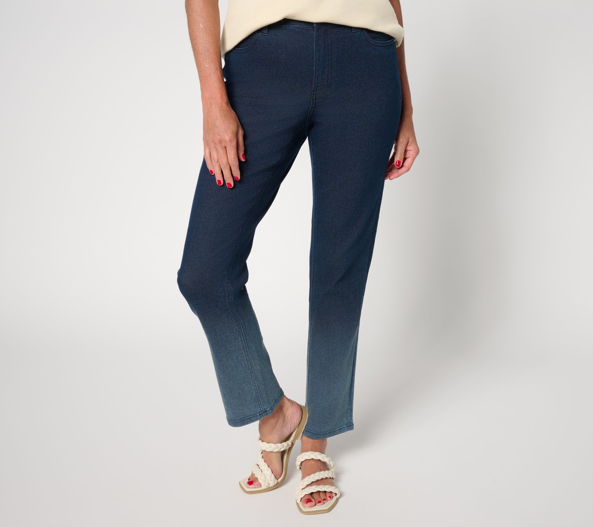 Denim & Co. Tall Indigo Classic Stretch Dip Dye Ankle Jean