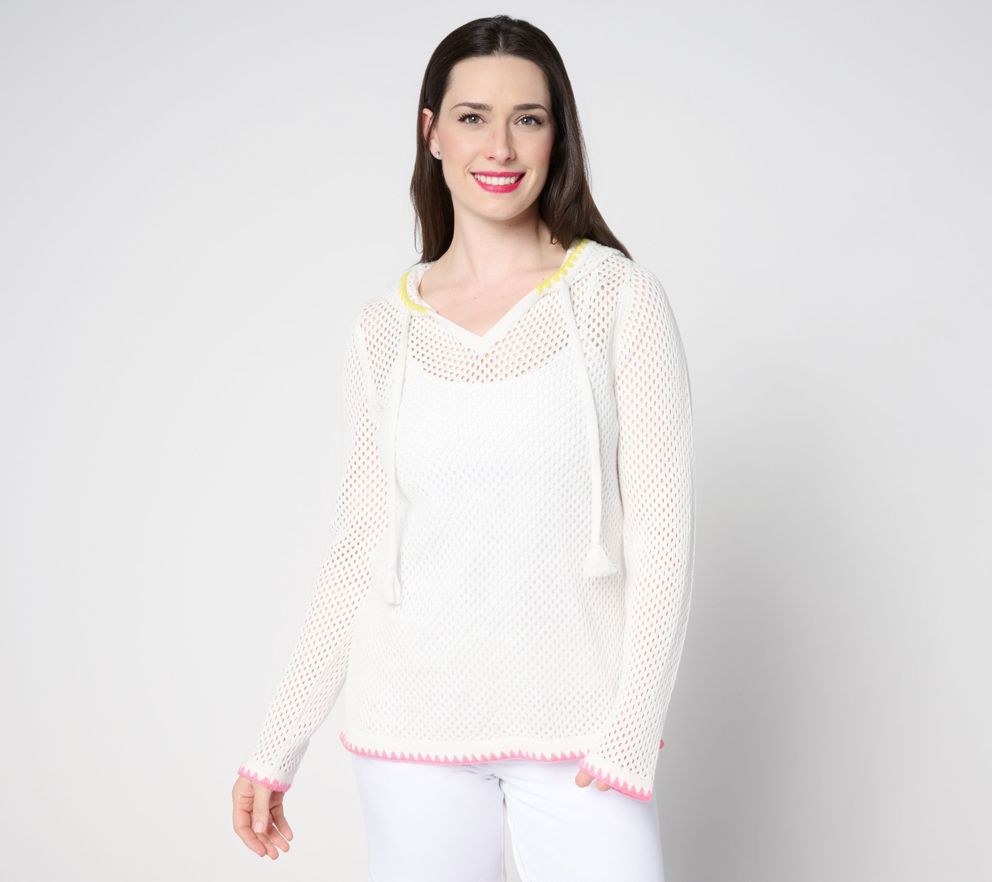 Belle Beach by Kim Gravel 100% Cotton Open Stitch Hoodie w/ Trim
