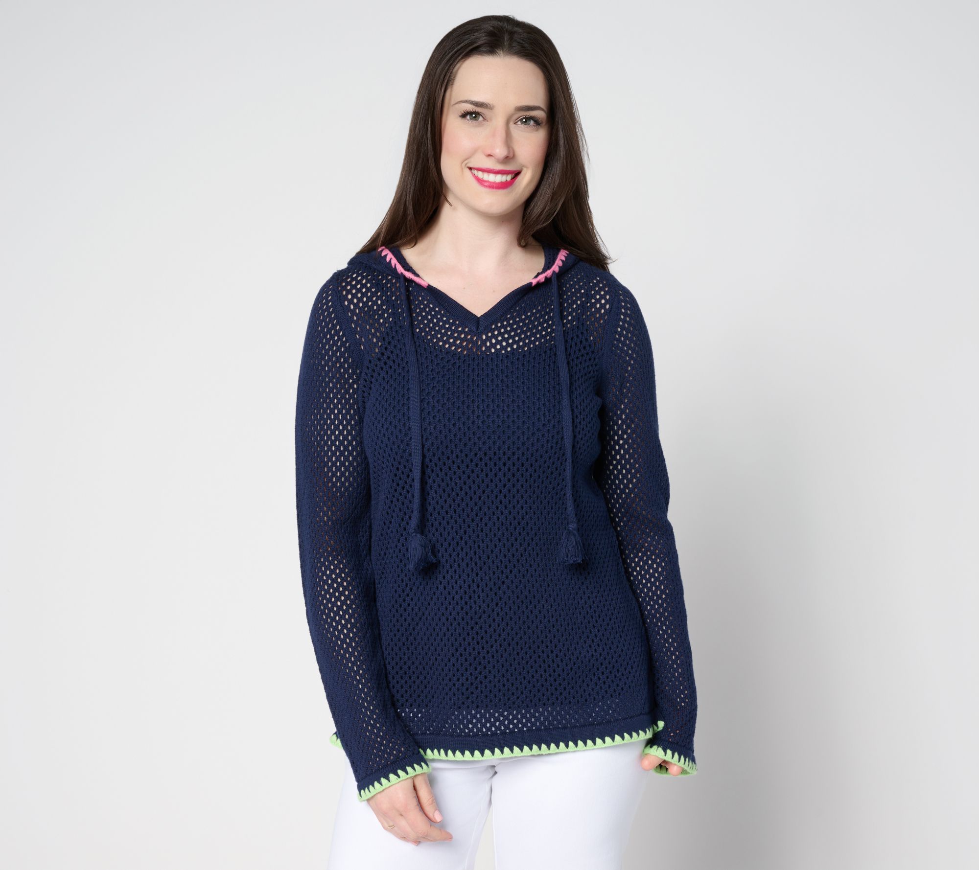 Belle Beach by Kim Gravel 100% Cotton Open Stitch Hoodie w/ Trim