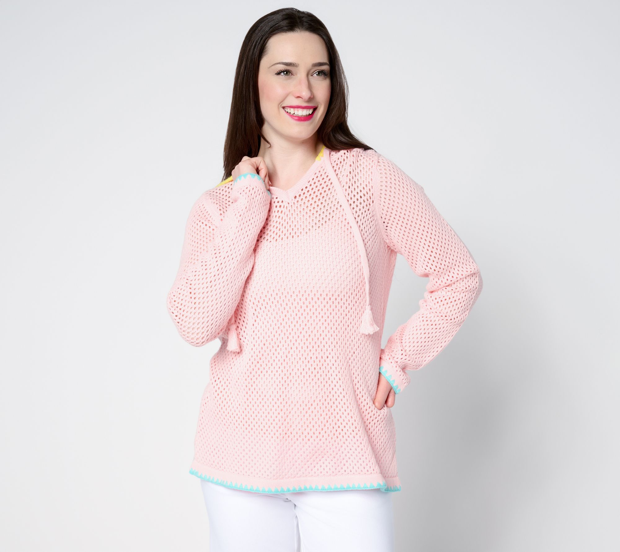 Belle Beach by Kim Gravel 100% Cotton Open Stitch Hoodie w/ Trim