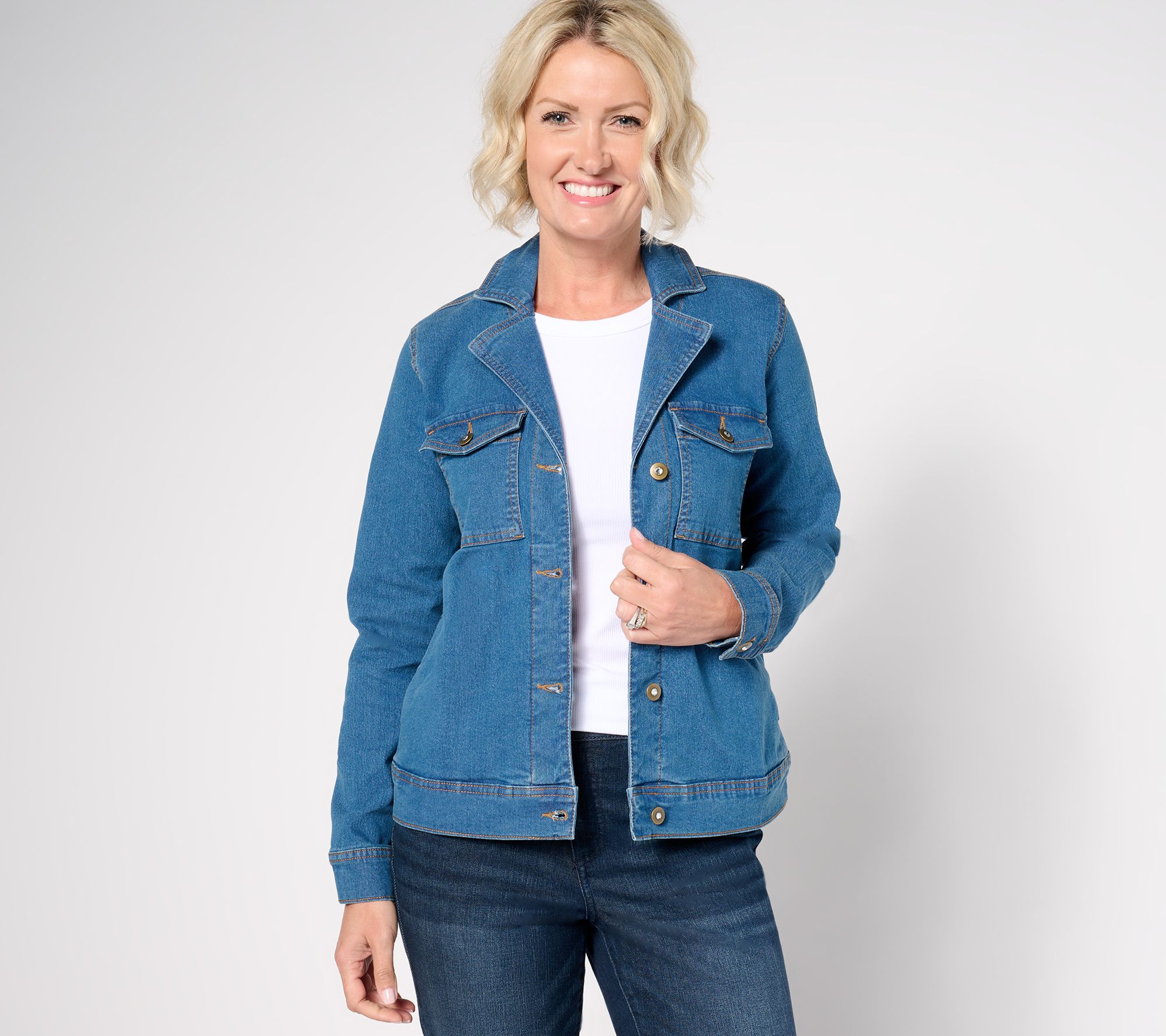 "As Is" Denim & Co. Adaptive Indigo Classic Denim Jacket with Pockets