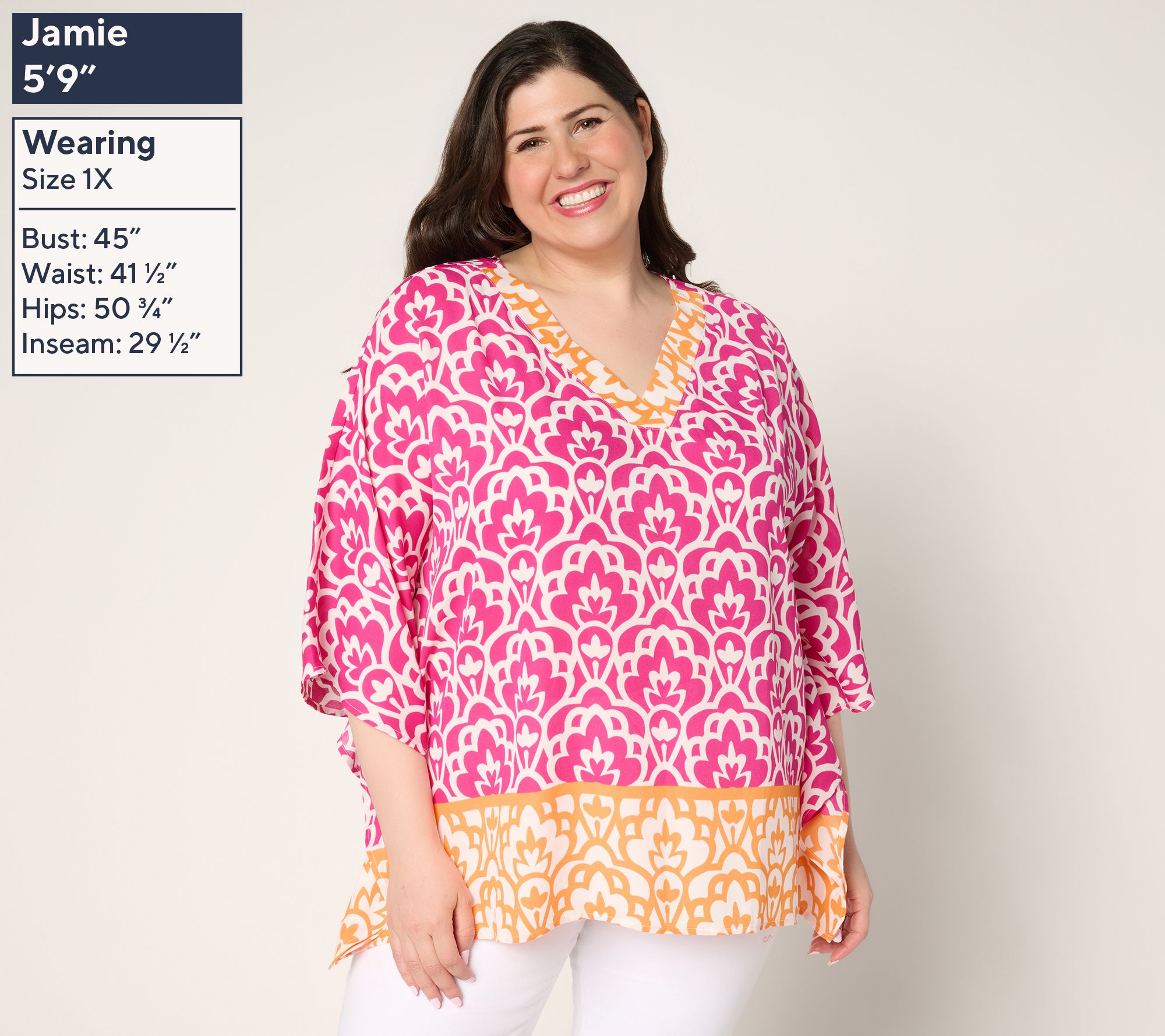 Belle by Kim Gravel Art Deco Border Print Poncho - QVC.com