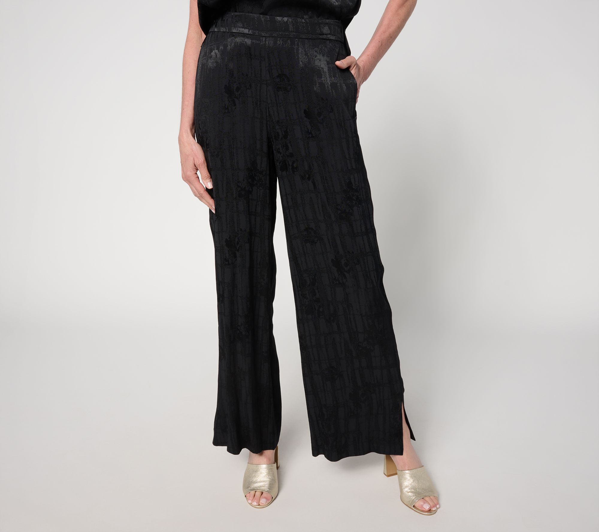 Carla Rockmore Collection Regular Pull-On Side Slit Foil Ankle Pant