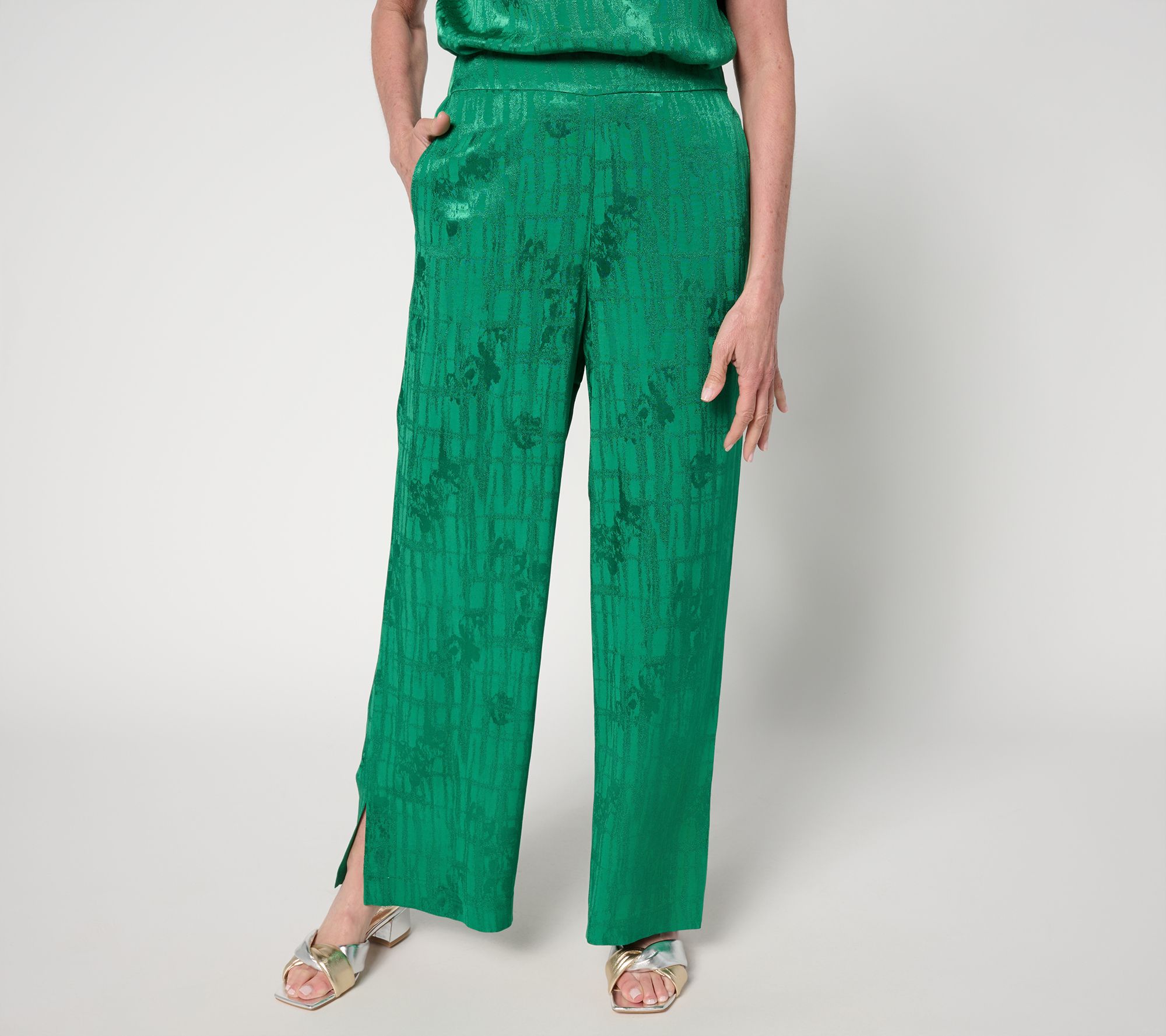 Carla Rockmore Collection Regular Pull-On Side Slit Foil Ankle Pant