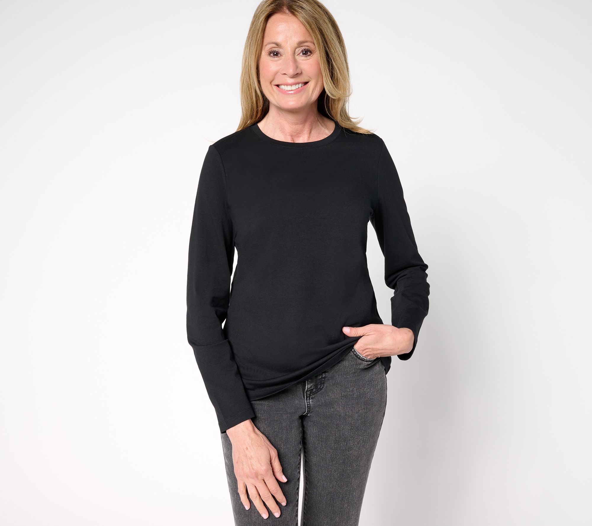 Denim & Co. Essentials Cool to the Touch Cotton Modal Long Sleeve Top