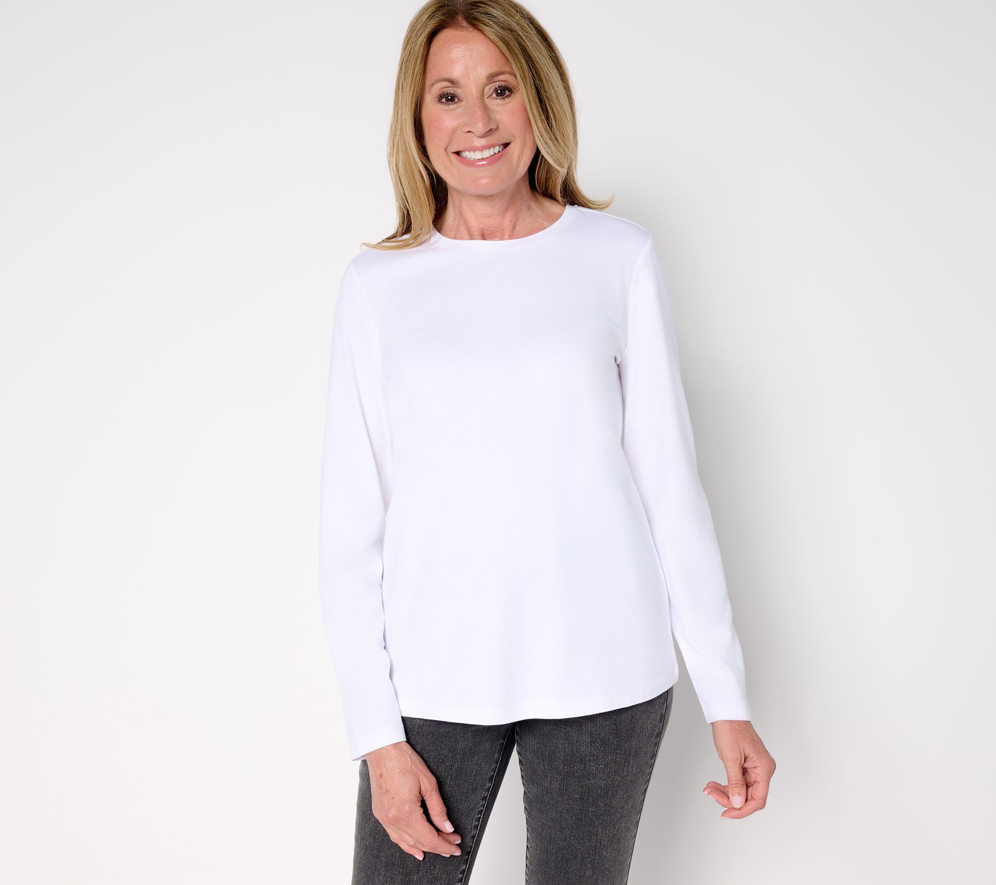 Denim & Co. Essentials Cool to the Touch Cotton Modal Long Sleeve Top