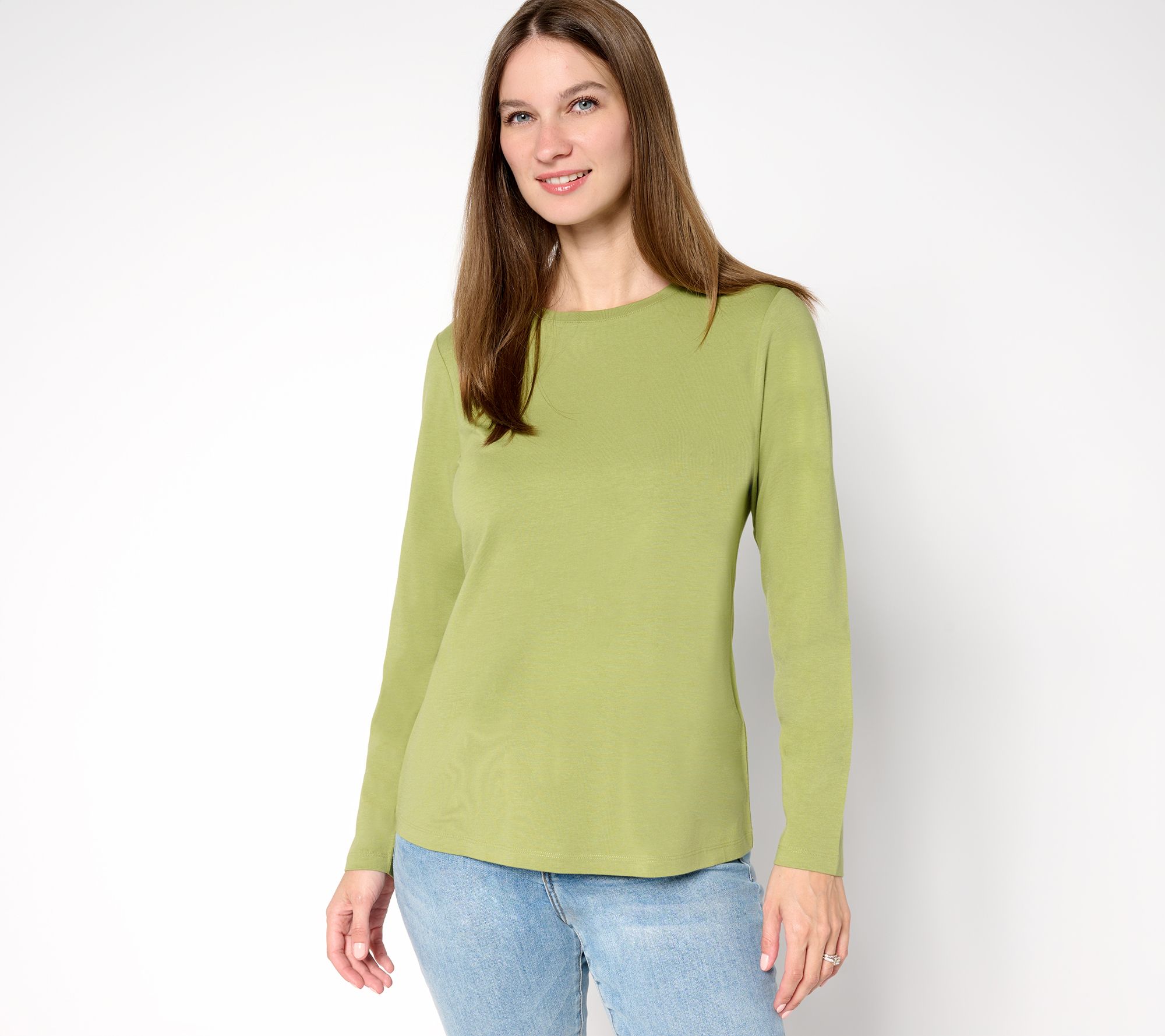 Denim & Co. Essentials Cool to the Touch Cotton Modal Long Sleeve Top