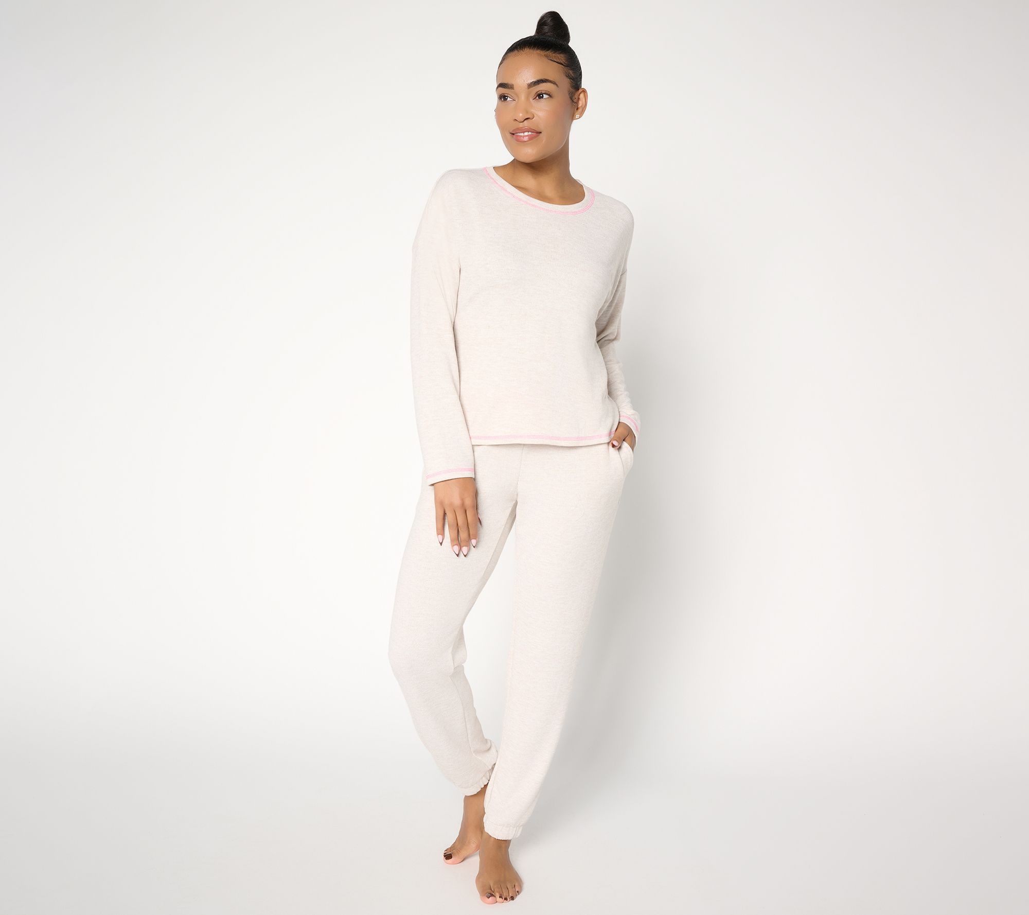 MUK LUKS Tall Sweater Knit Jogger & Crew Lounge Set