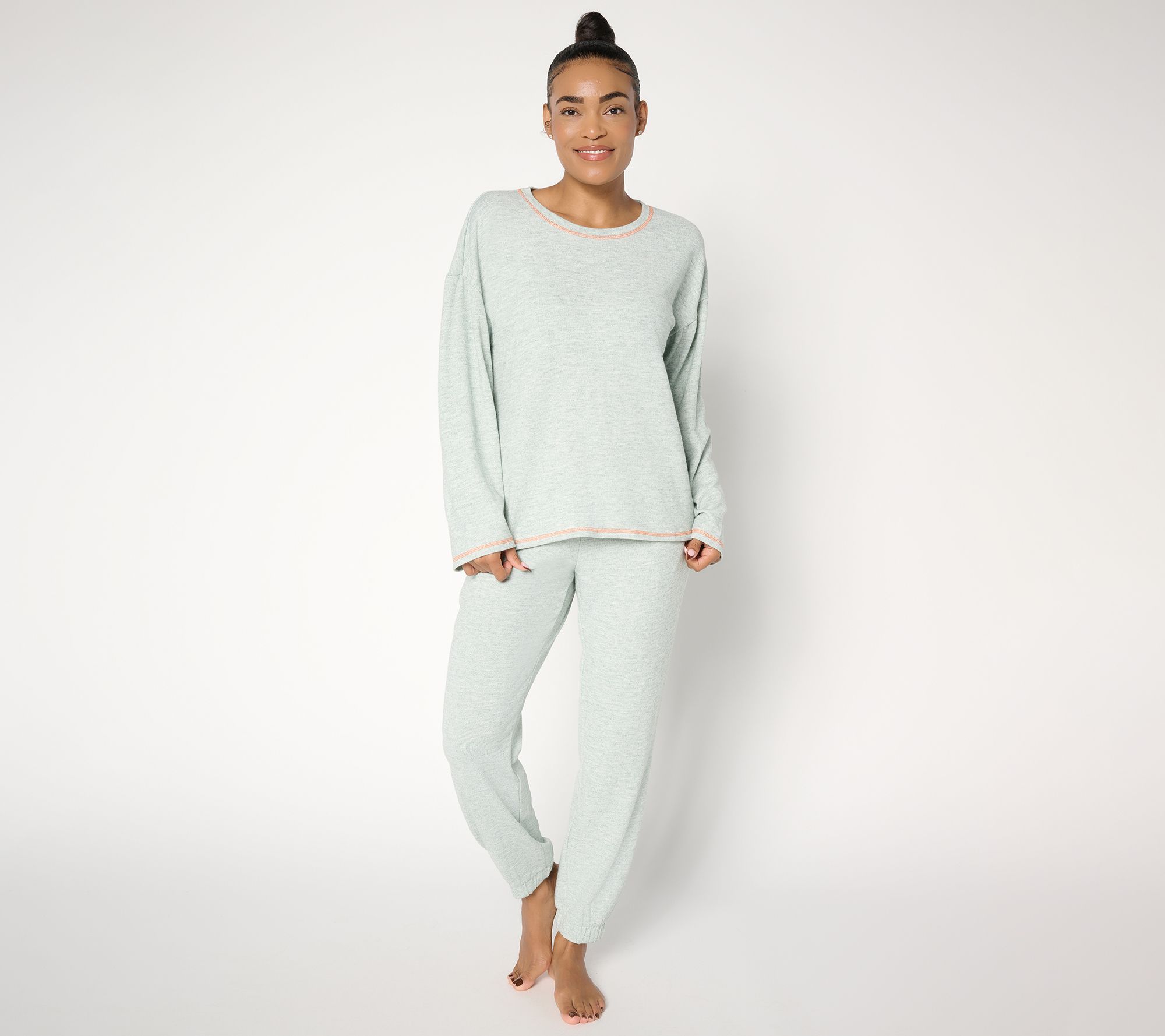 MUK LUKS Tall Sweater Knit Jogger & Crew Lounge Set