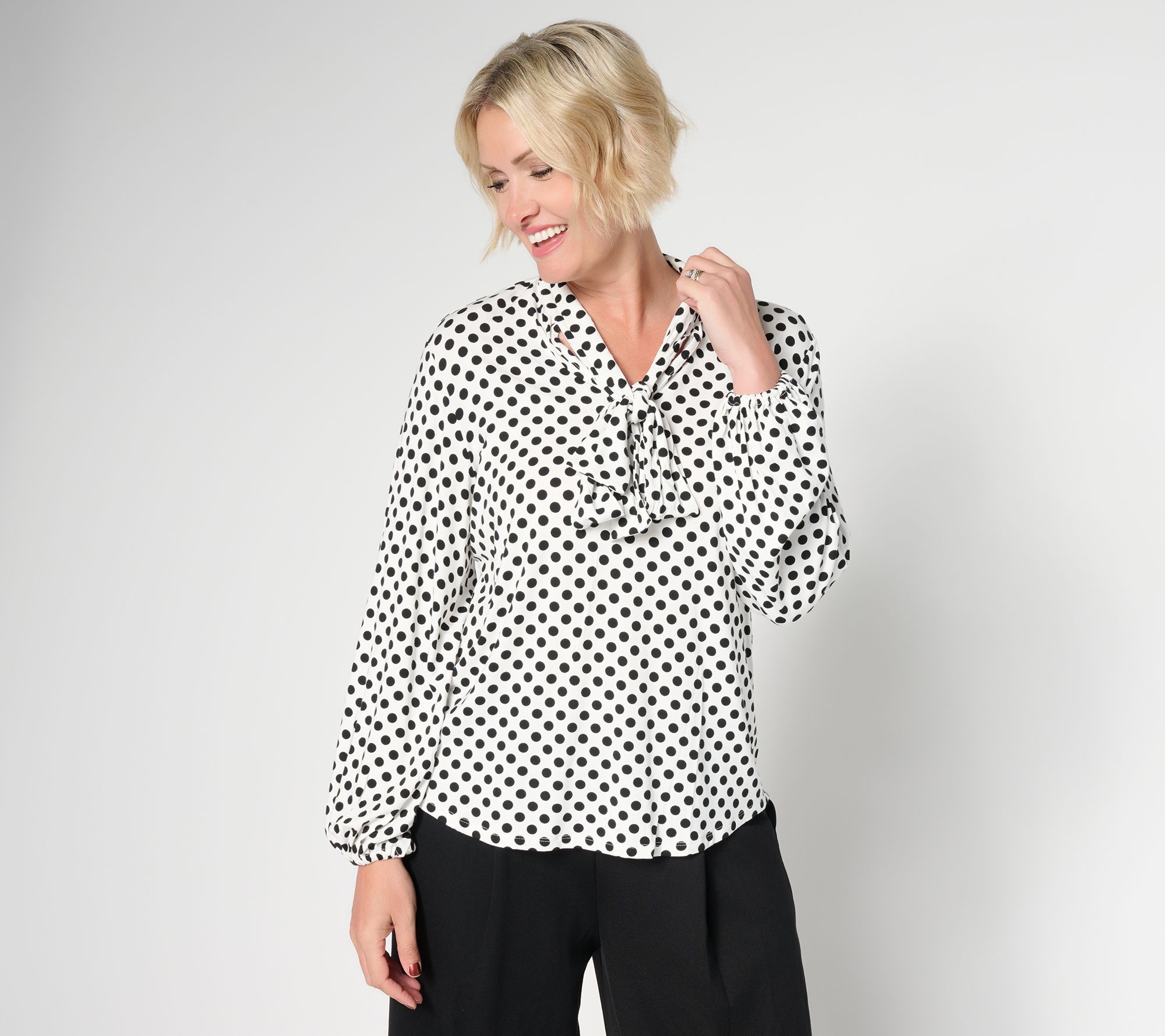 by Stacy London Pull-Over Jersey Bow Blouse