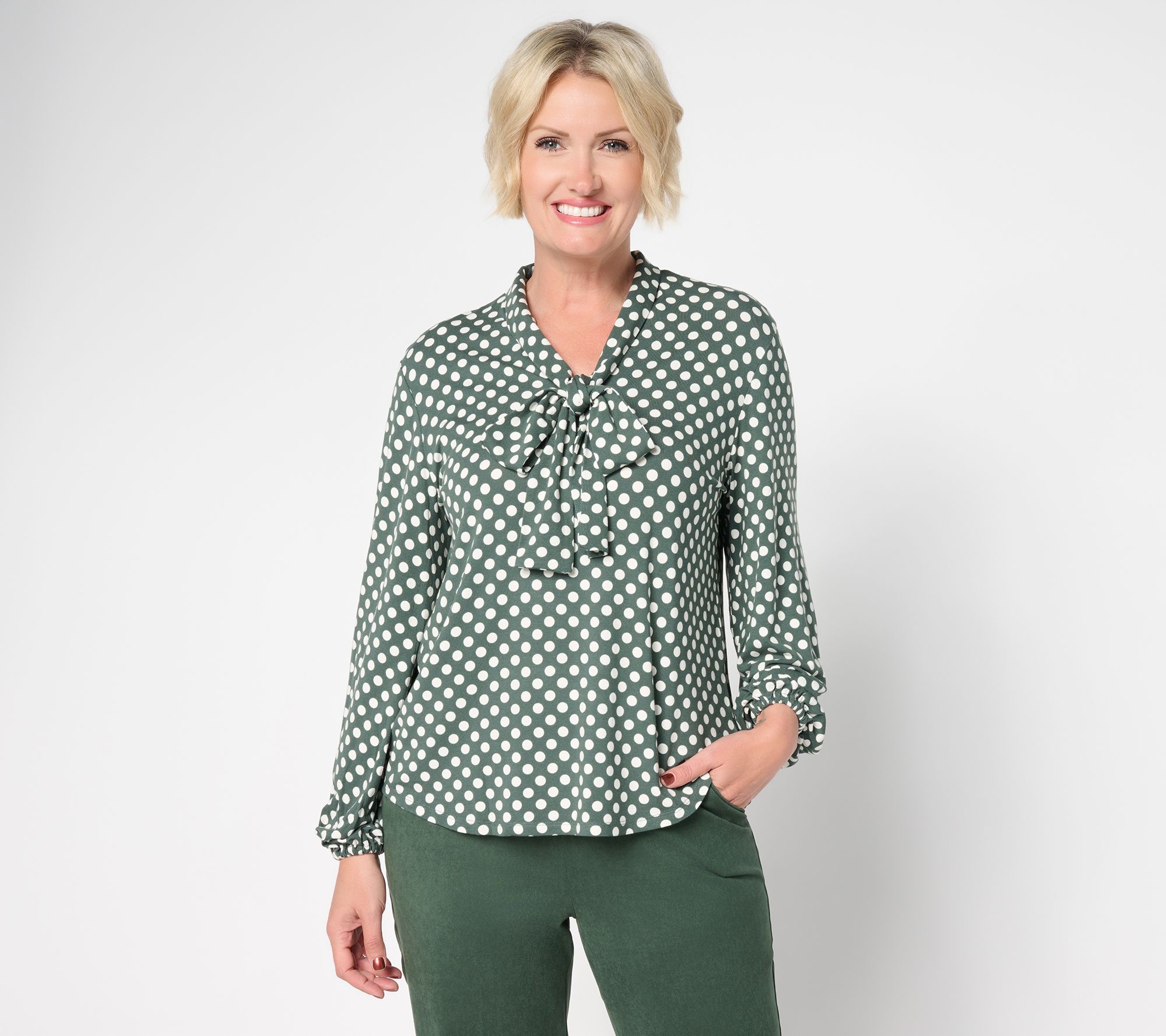 by Stacy London Pull-Over Jersey Bow Blouse
