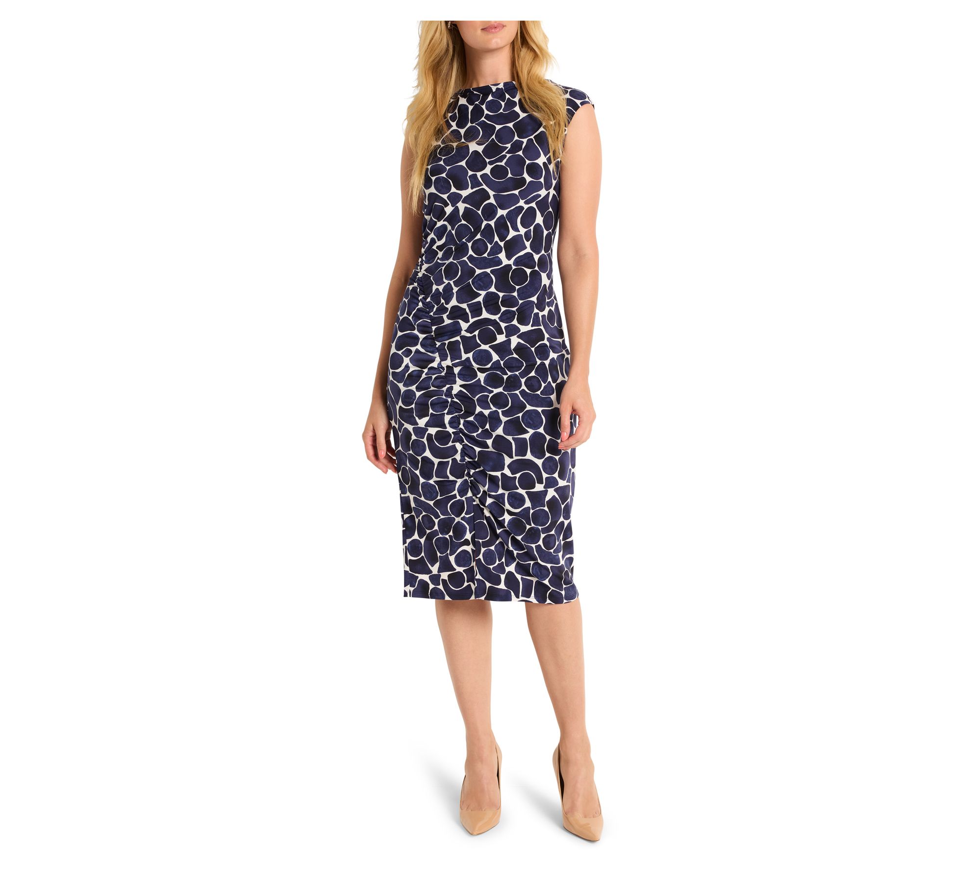 NIC+ZOE Geo Pebble Side Ruche Dress