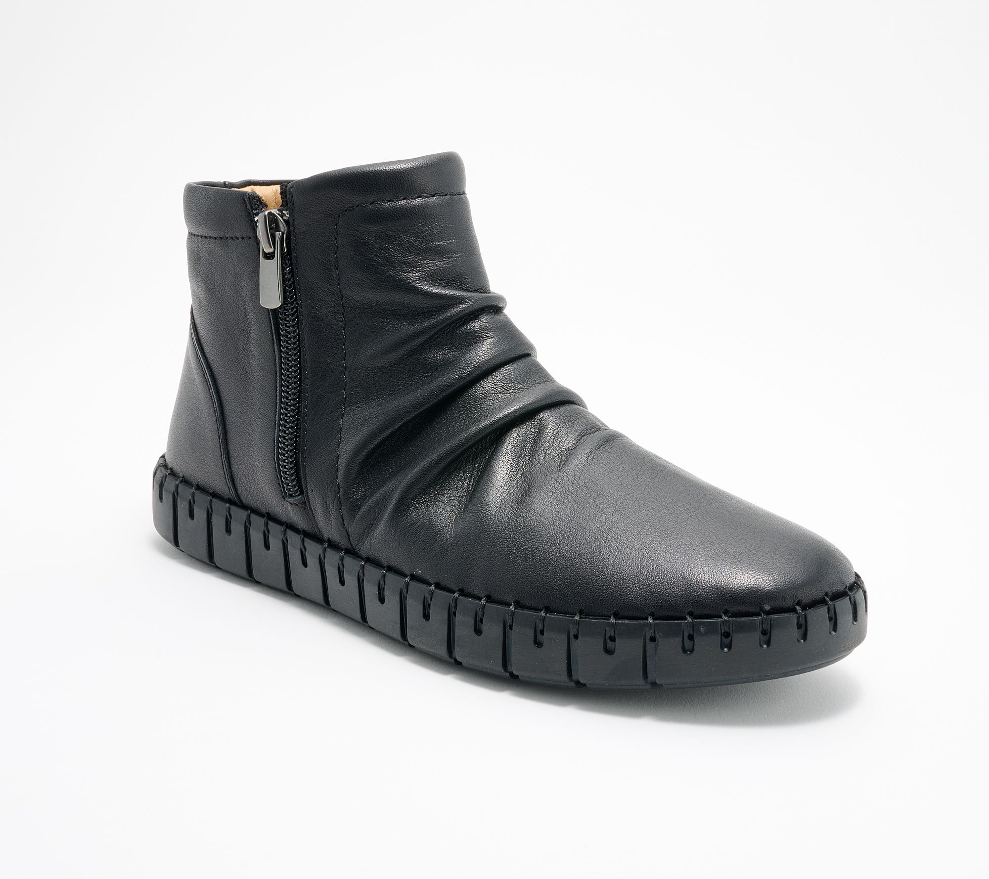 Miz Mooz Leather Ruched Ankle Boots - Mallorie