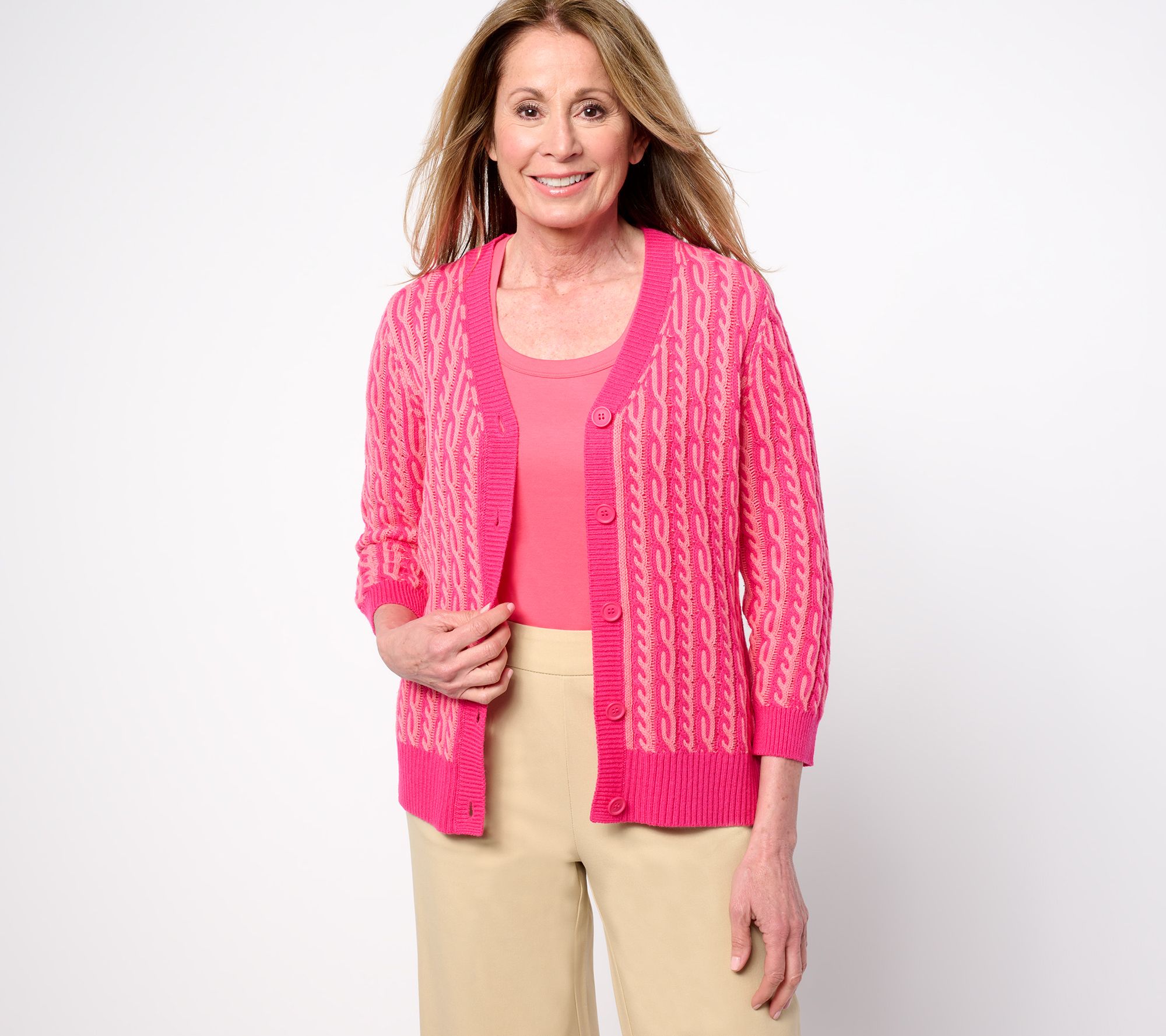 "As Is" Isaac Mizrahi Live! Yacht Club Button Front Cardigan