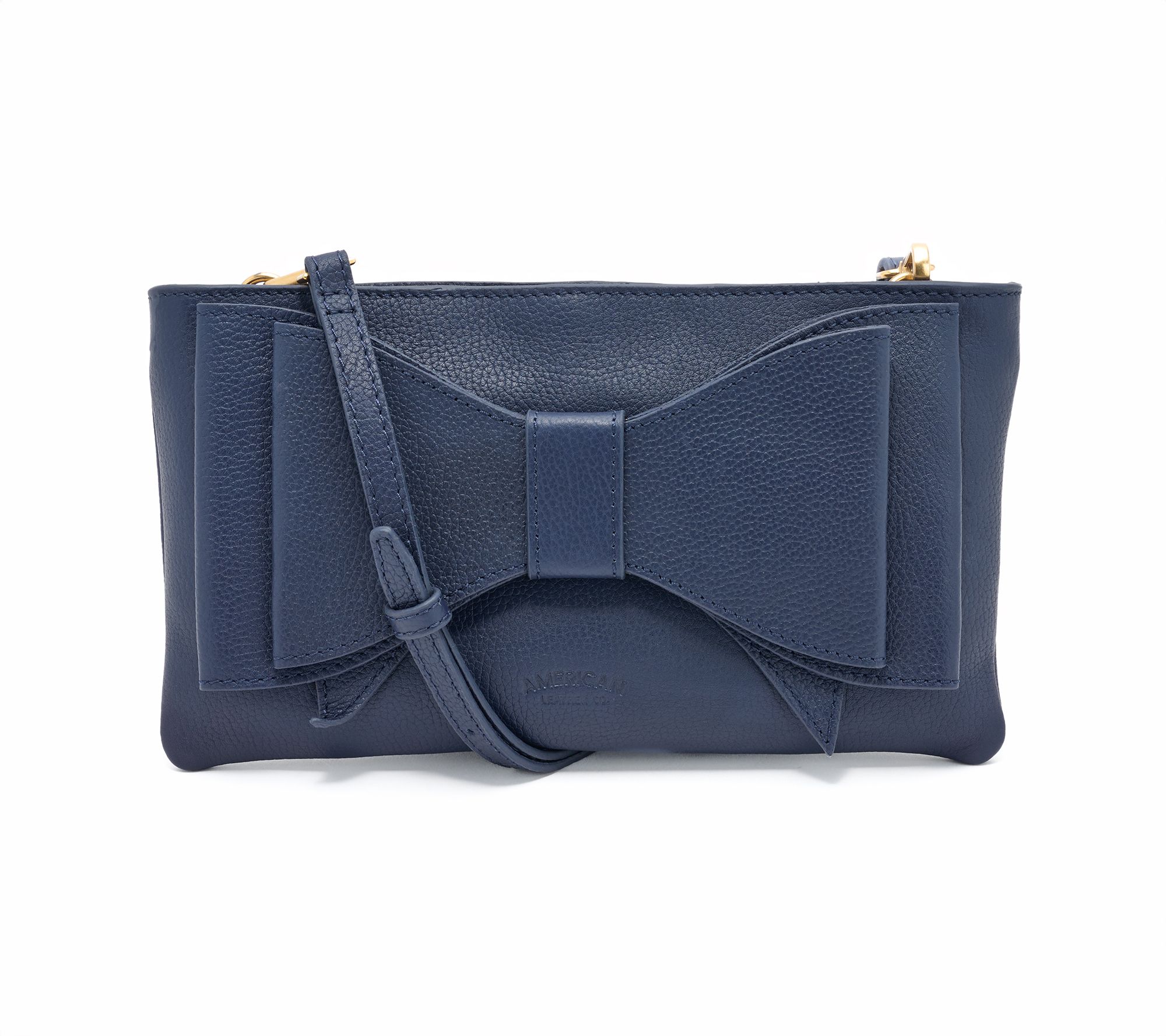 American Leather Co. Leather Bow Clutch with Crossbody Strap