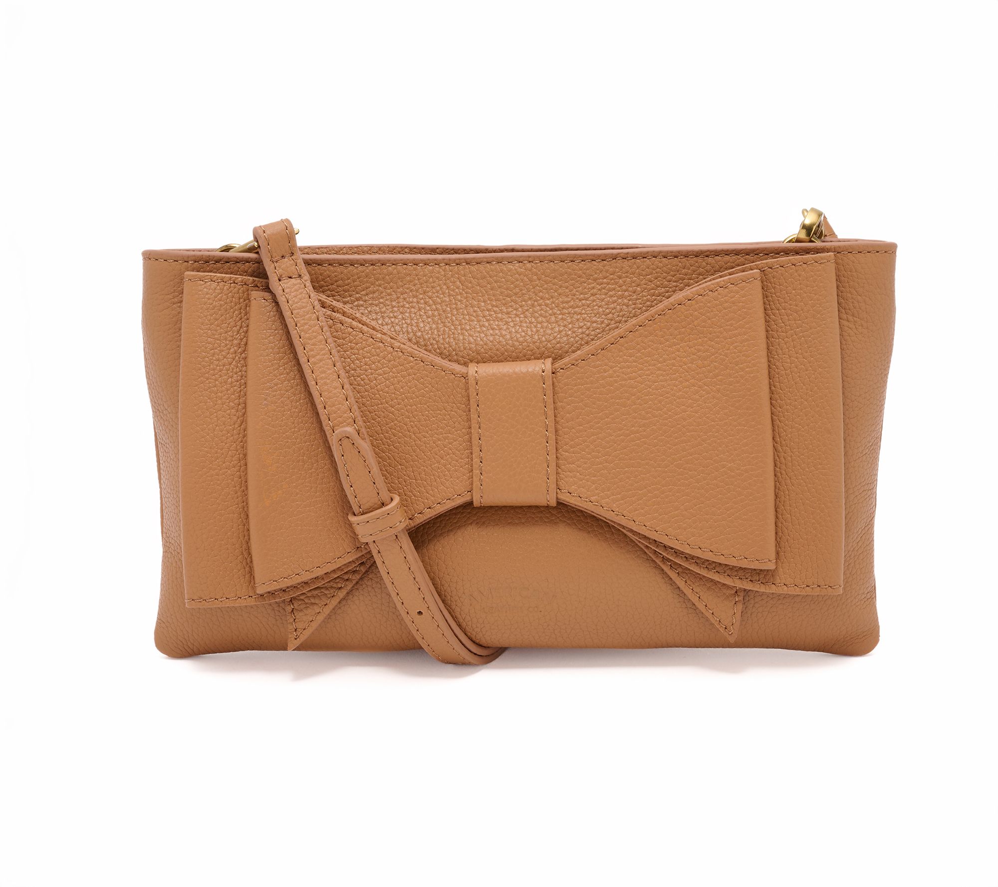 American Leather Co. Leather Bow Clutch with Crossbody Strap
