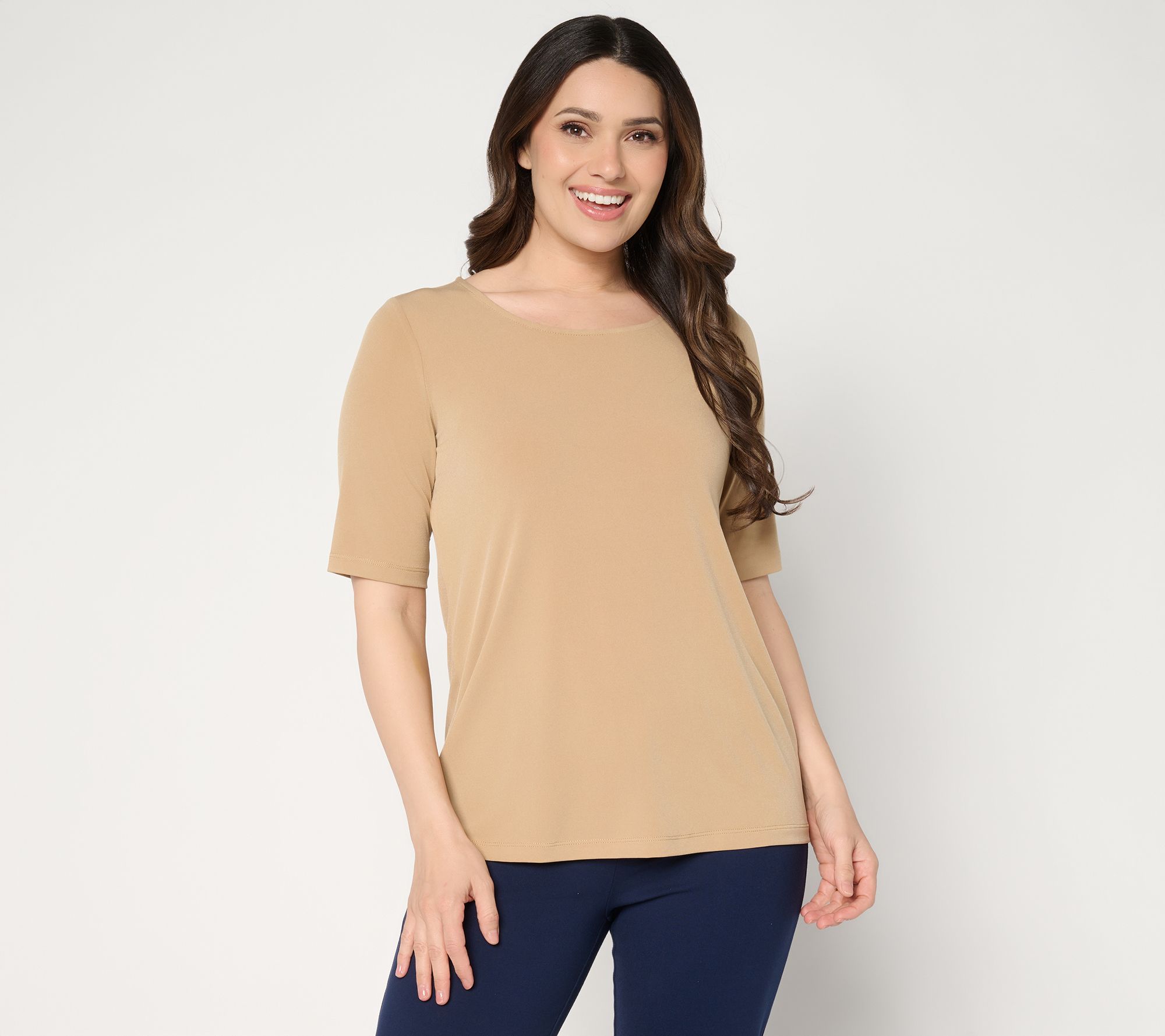 Susan Graver Essentials Liquid Knit Scoop Neck Top