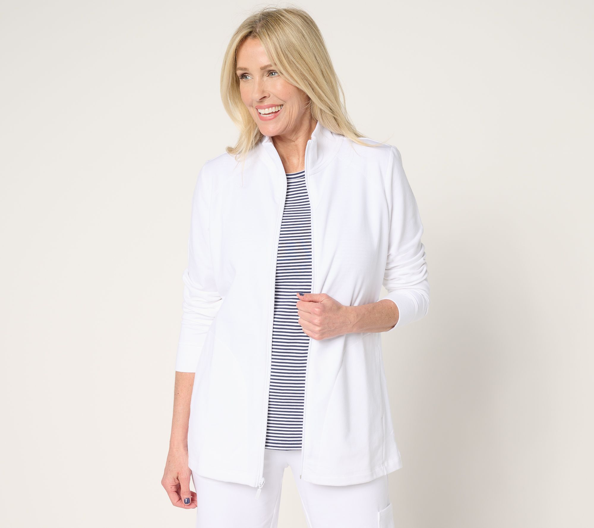 "As Is" Denim & Co. Active French Terry Zip Front Jacket