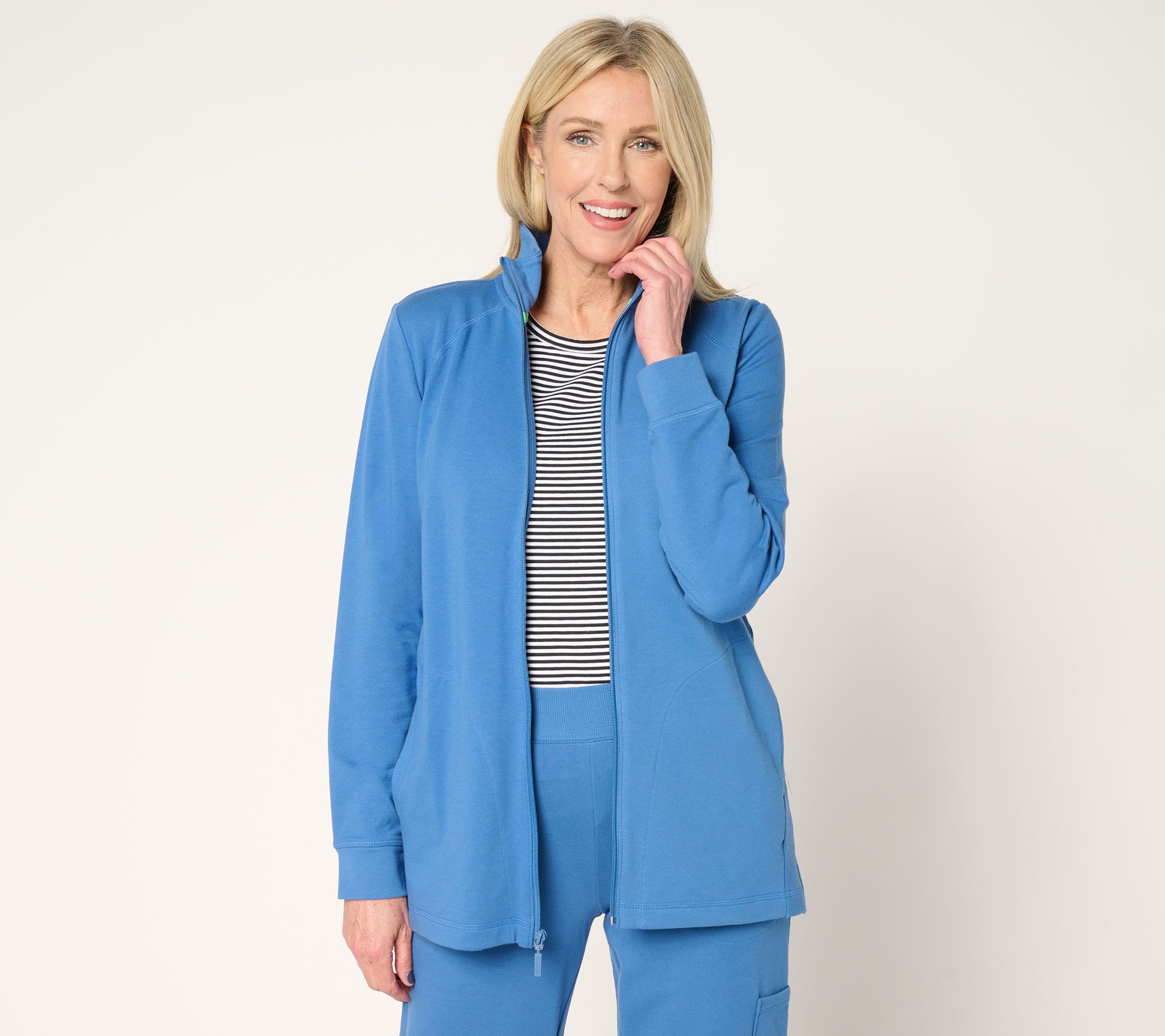 "As Is" Denim & Co. Active French Terry Zip Front Jacket