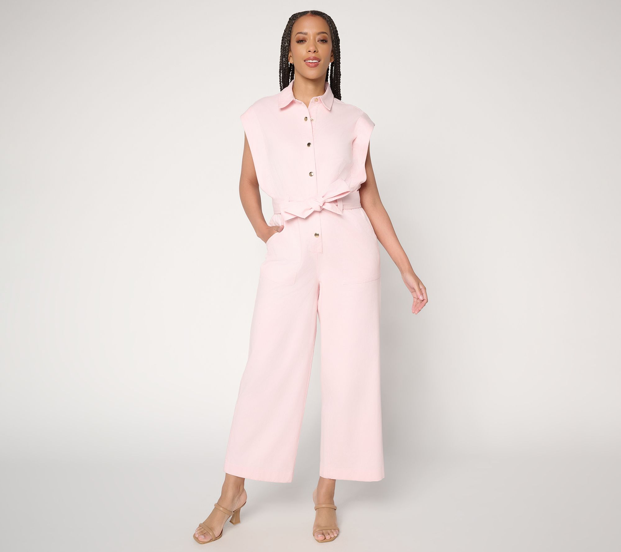 Mally Roncal Boss Lady Petite Ankle Length Twill Jumpsuit