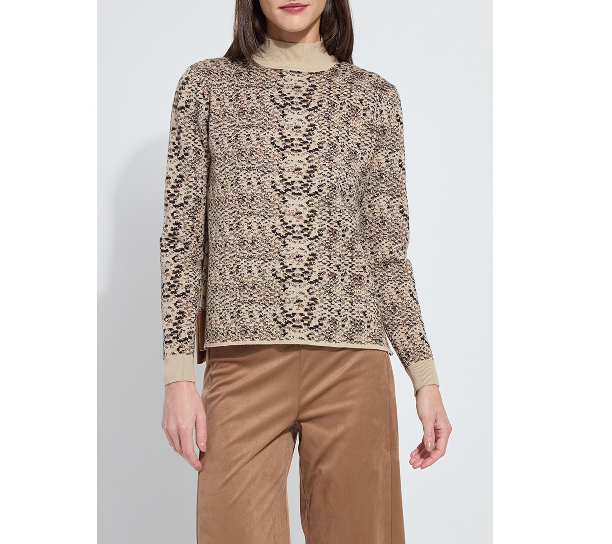 Lysse New York Declan Mock Neck Jacquard Sweater