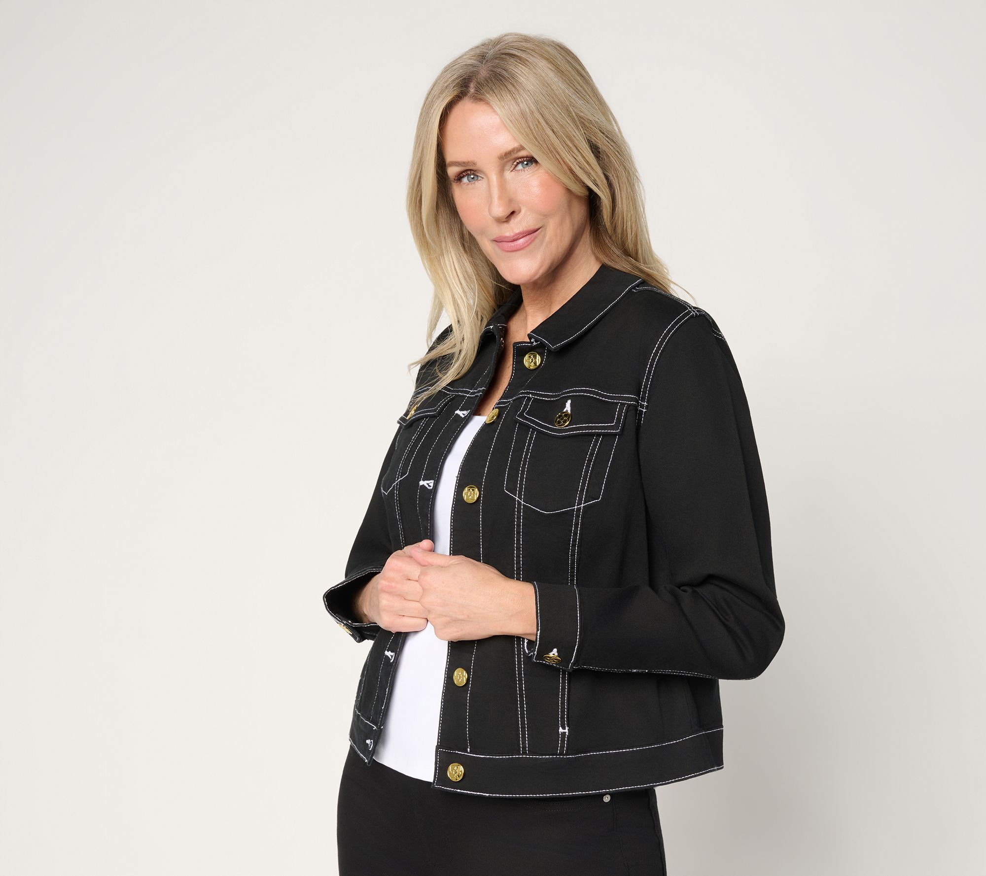 Belle by Kim Gravel TripleLuxe Topstitched Jean Jacket