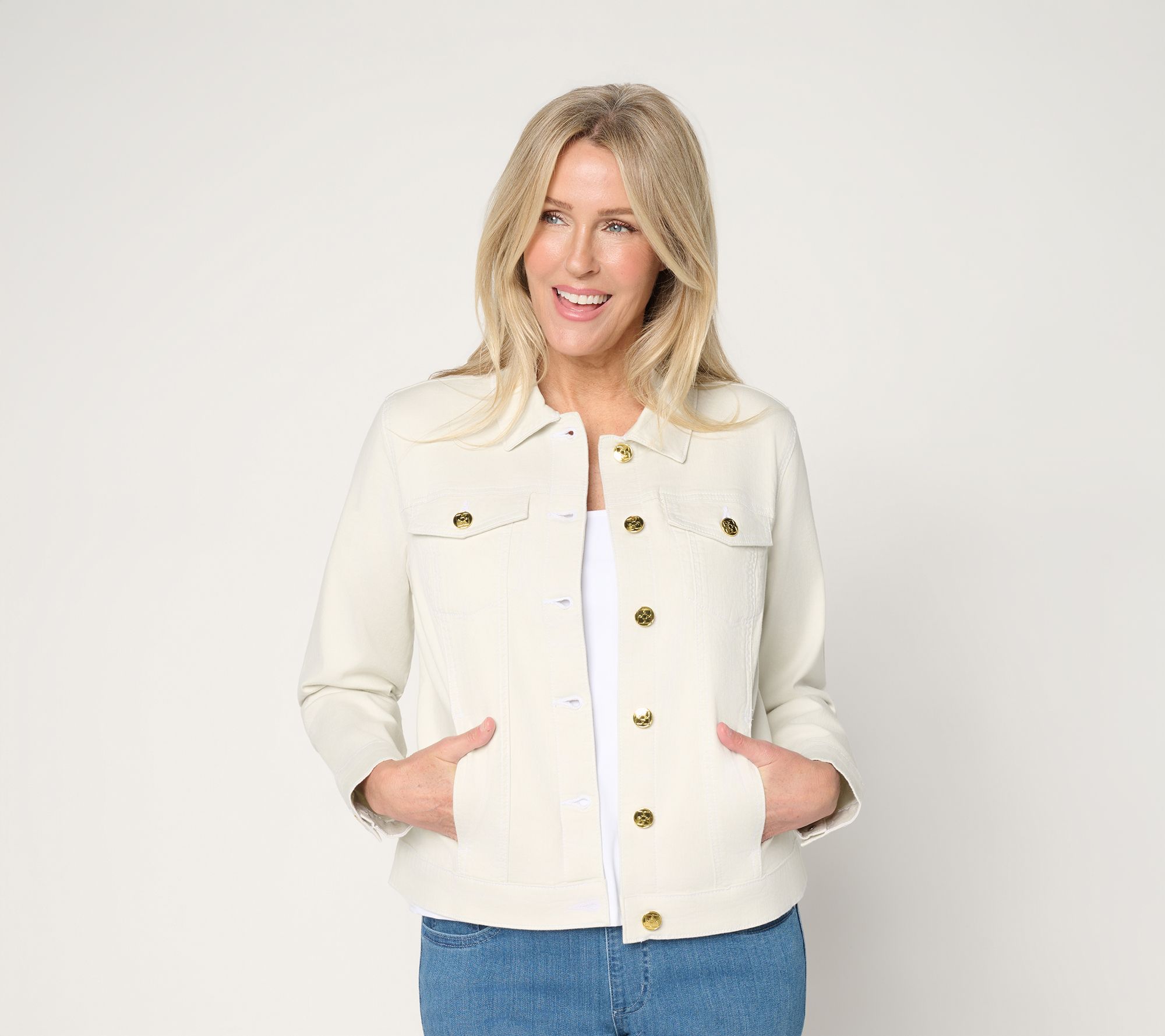 Belle by Kim Gravel TripleLuxe Topstitched Jean Jacket
