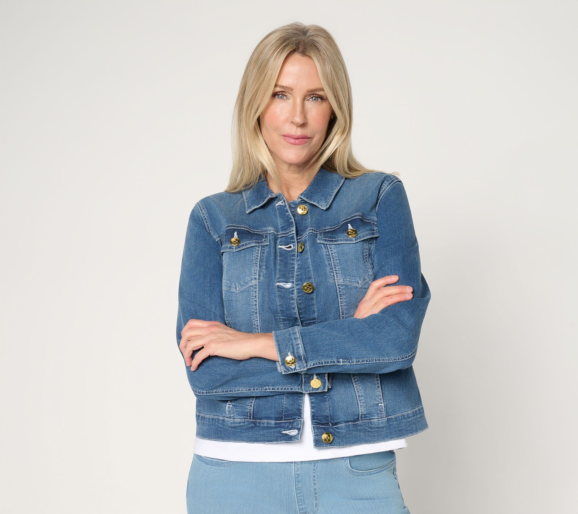 Belle by Kim Gravel TripleLuxe Topstitched Jean Jacket