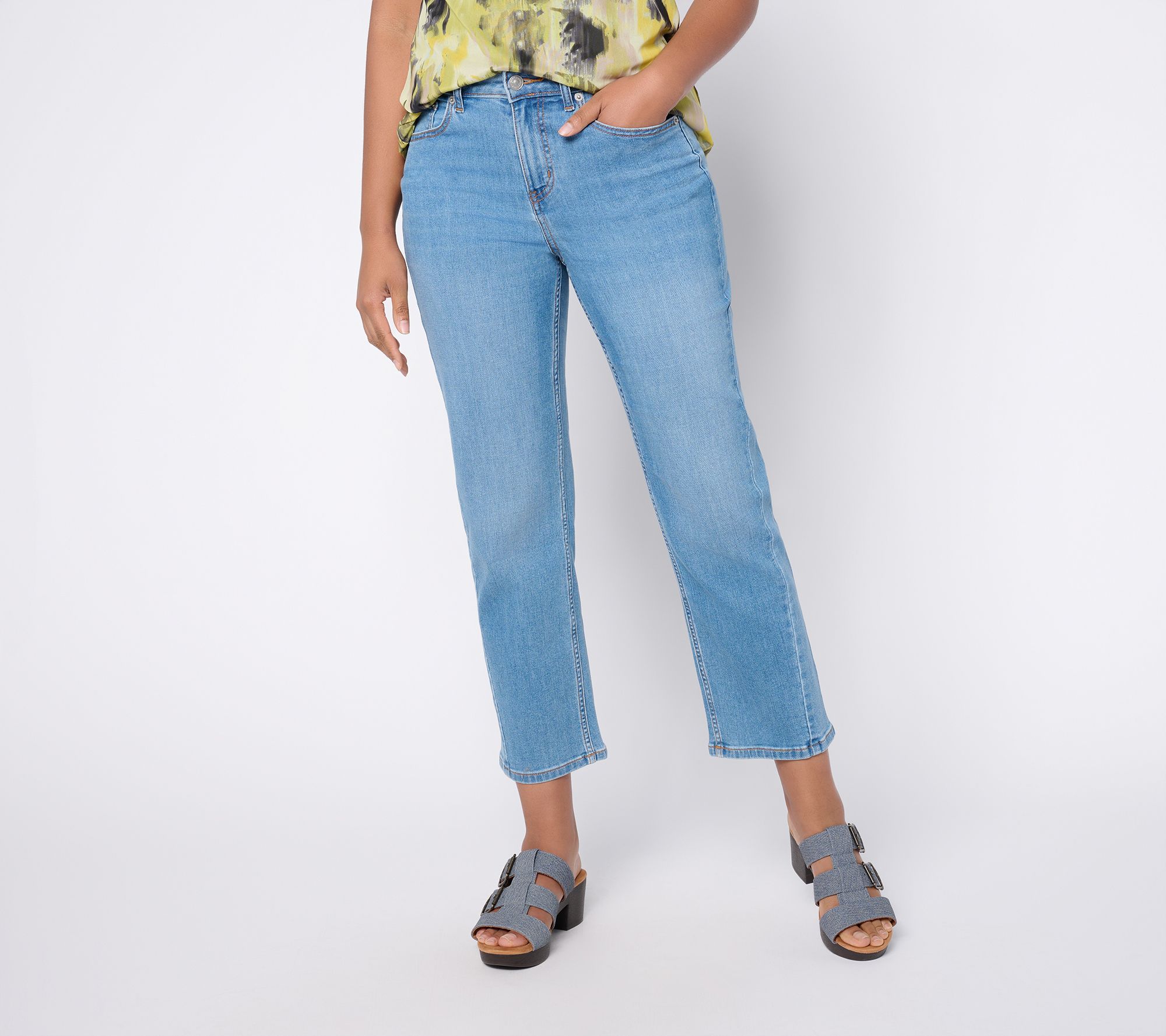 LOGO by Lori Goldstein Petite Indigo StraightCropped Leg Jeans