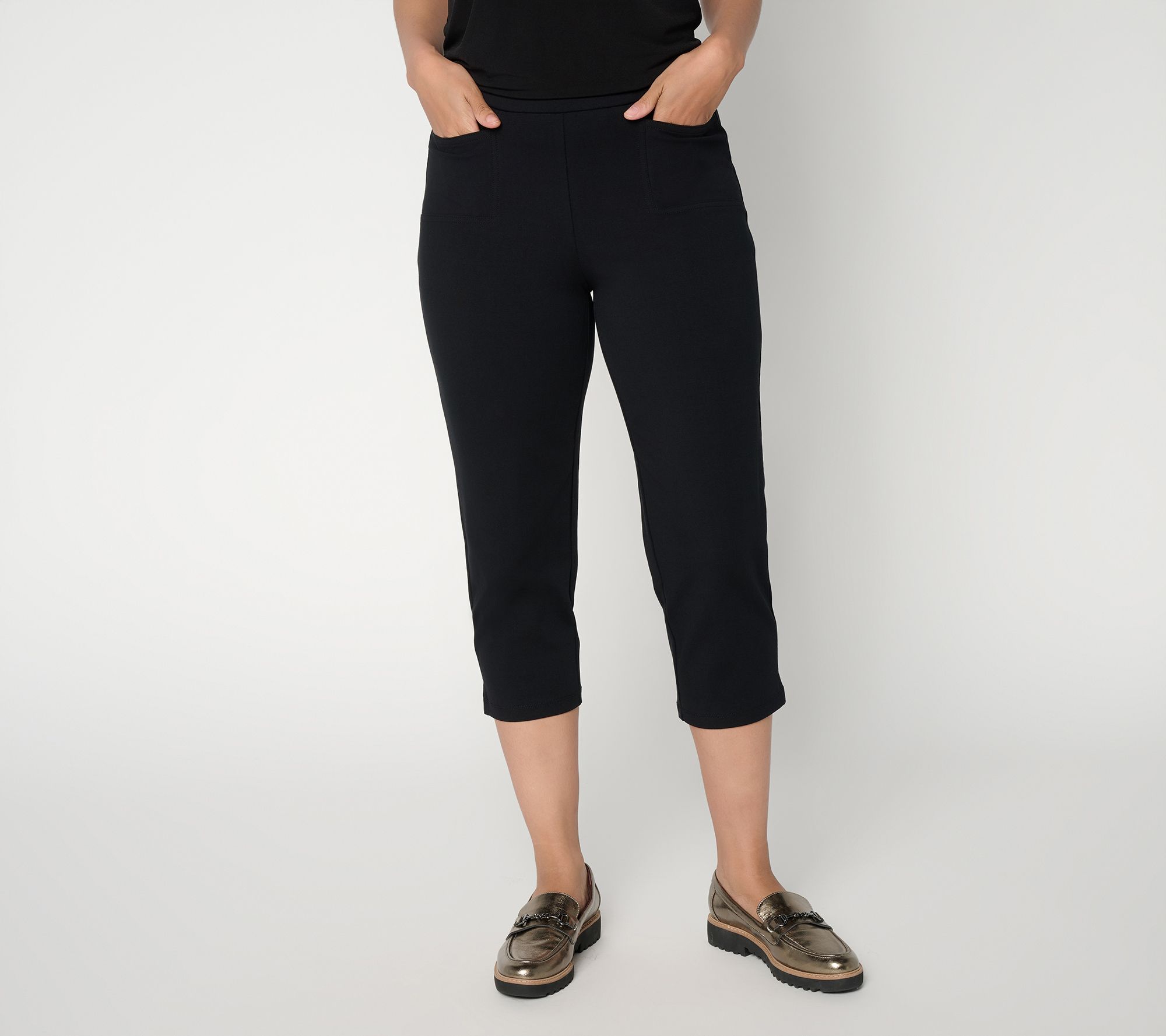Susan Graver Weekend Petite Premium Stretch Slim Leg Capri Pants