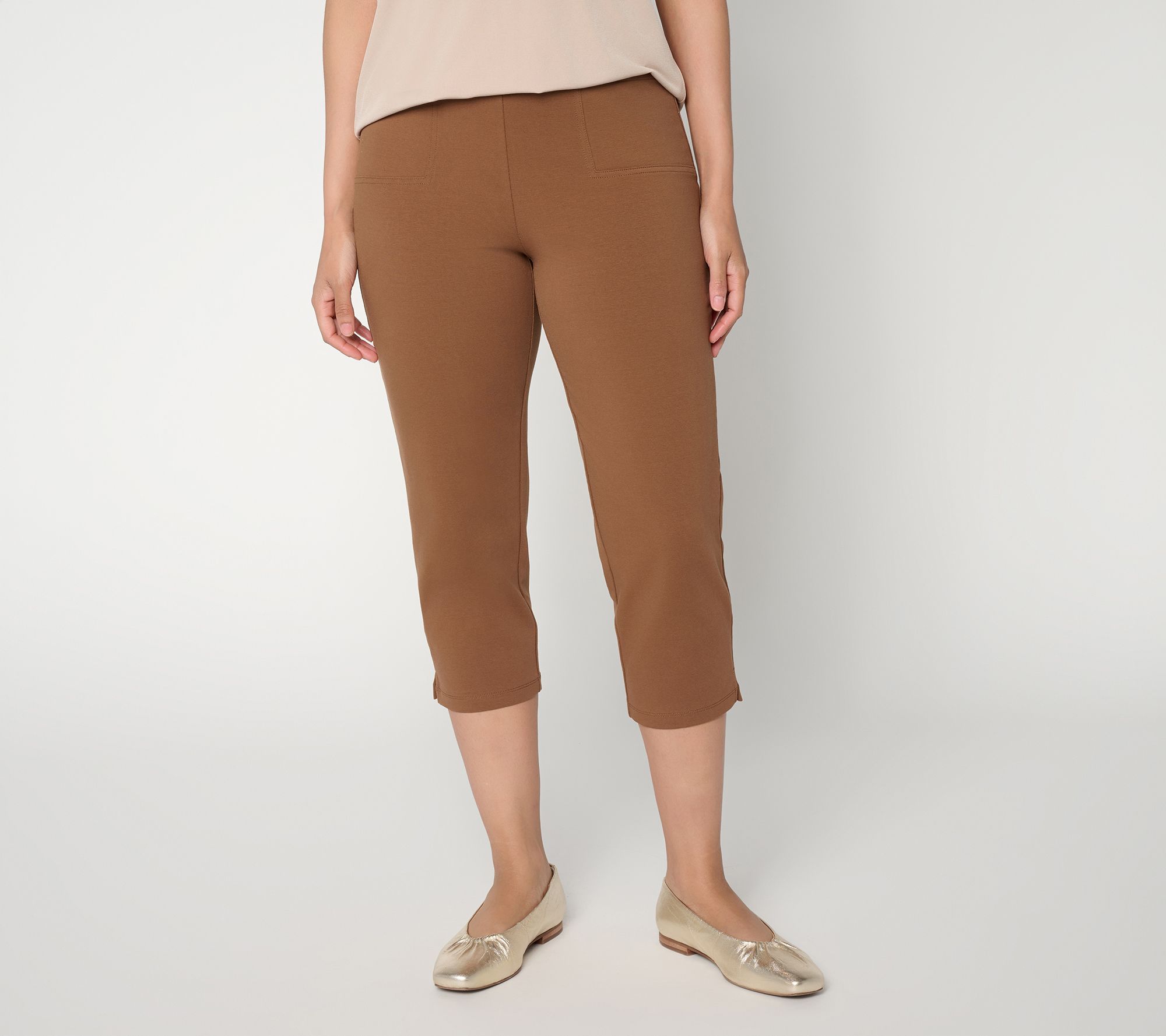 Susan Graver Weekend Petite Premium Stretch Slim Leg Capri Pants