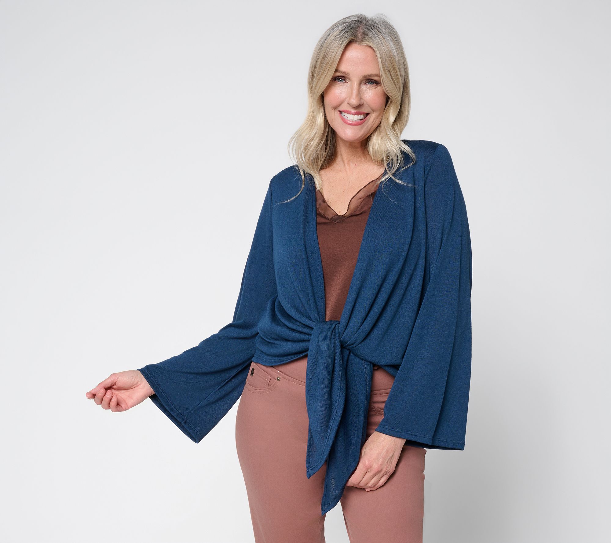 Belle by Kim Gravel Breezy Knit Tie Front Safari Shrug