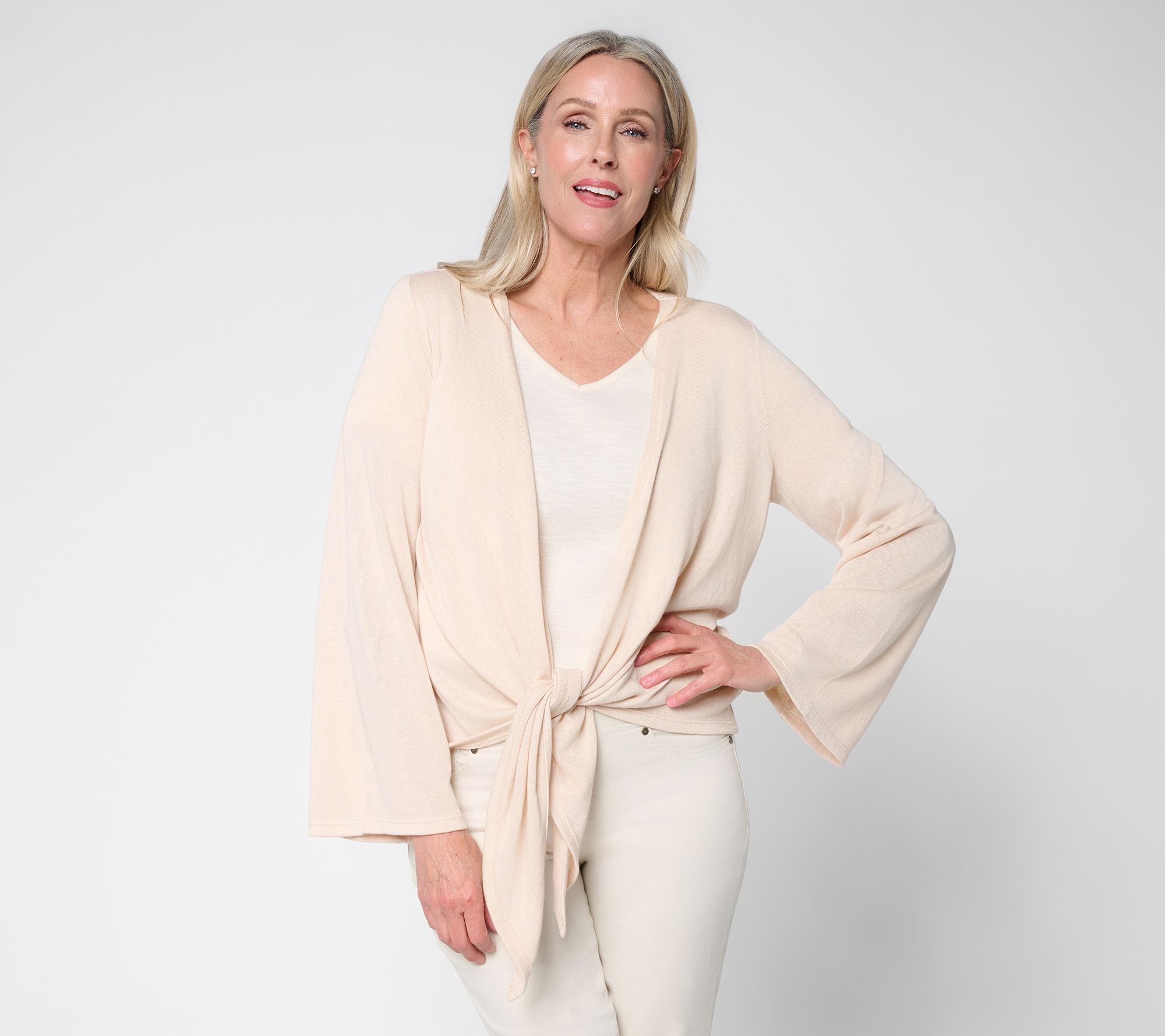 Belle by Kim Gravel Breezy Knit Tie Front Safari Shrug