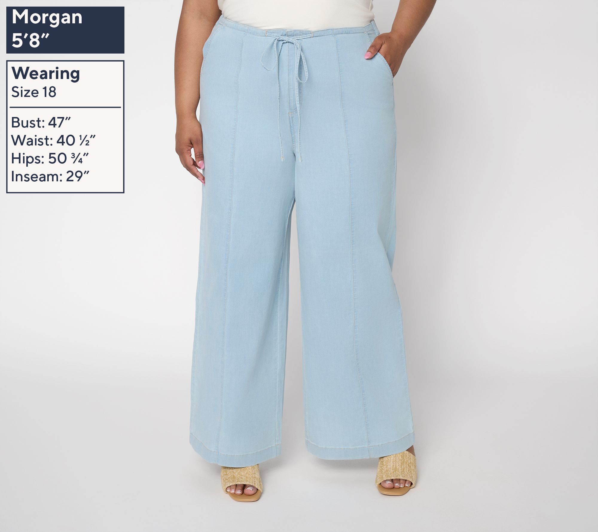 Peace Love World Wide Leg Front Seam Full Leg Denim - QVC.com