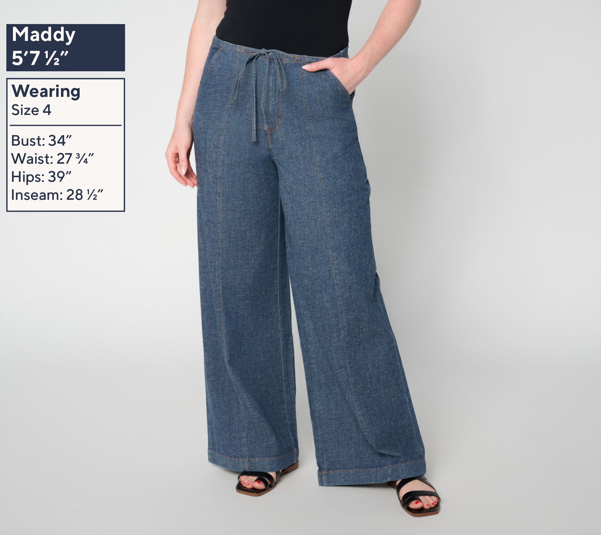 Peace Love World Wide Leg Front Seam Full Leg Denim - QVC.com