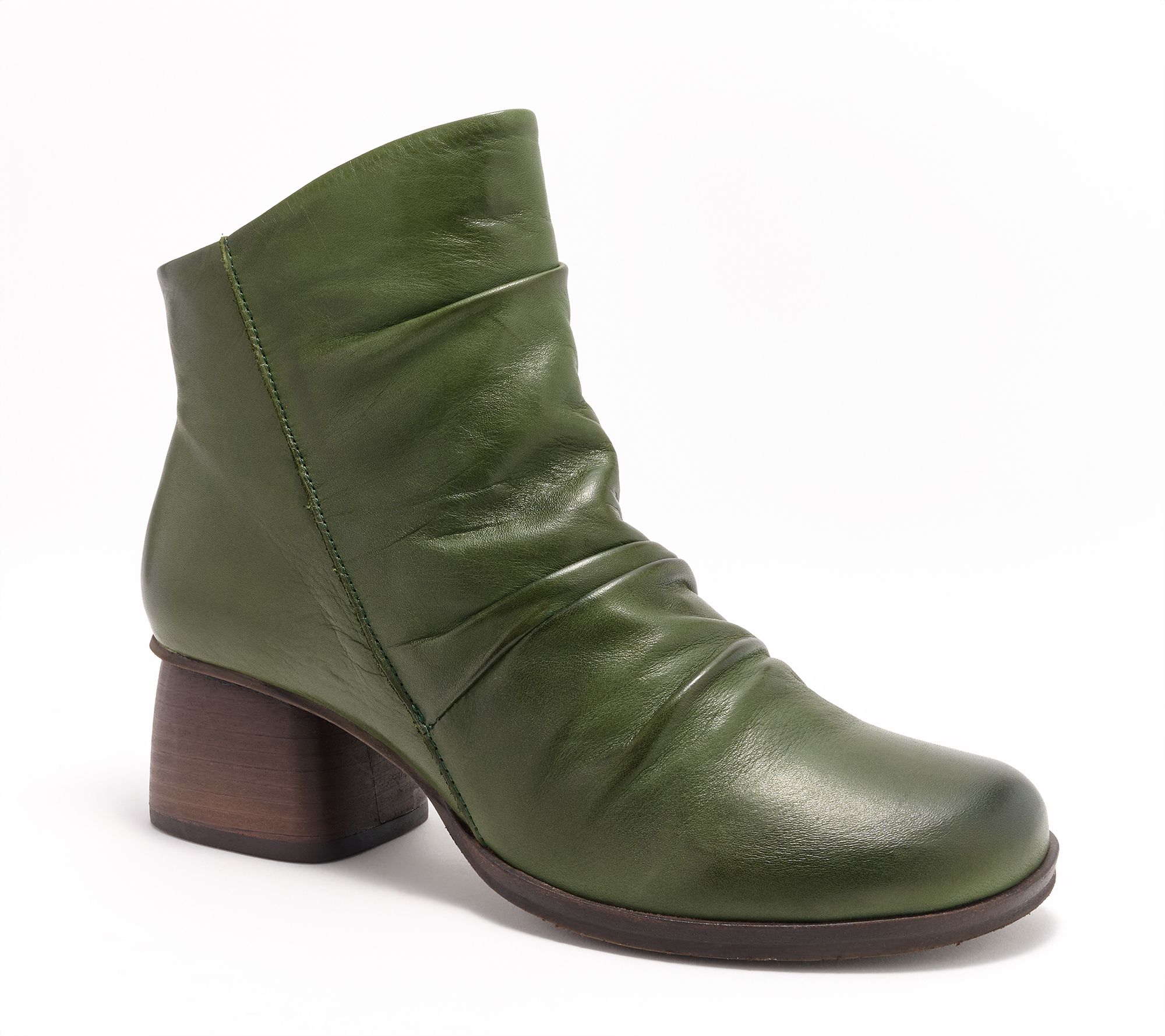 "As Is" Miz Mooz Ruched Leather Heeled Ankle Boots - Octavia