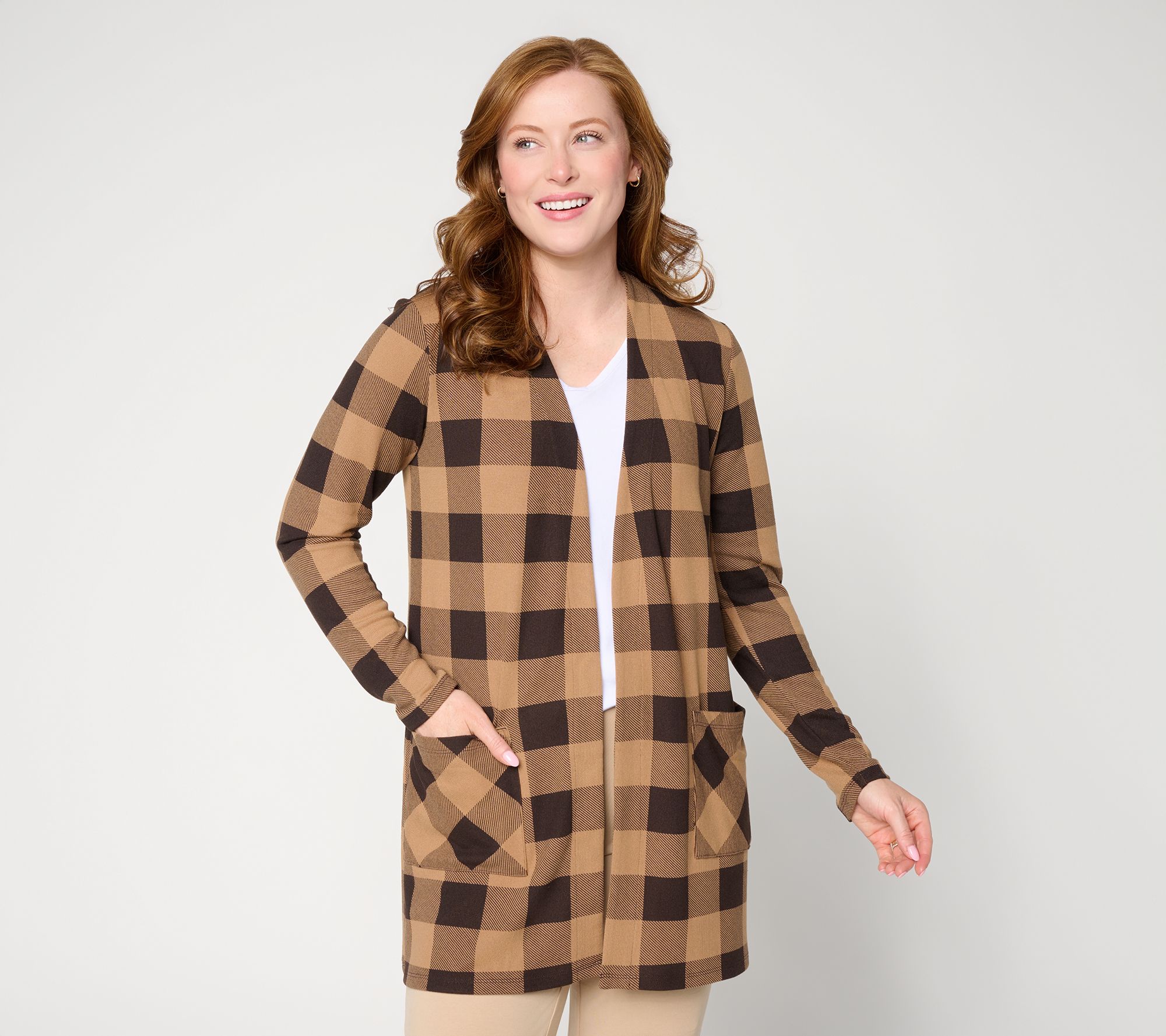 Denim & Co. Petite Heavenly Jersey Open Front Cardigan