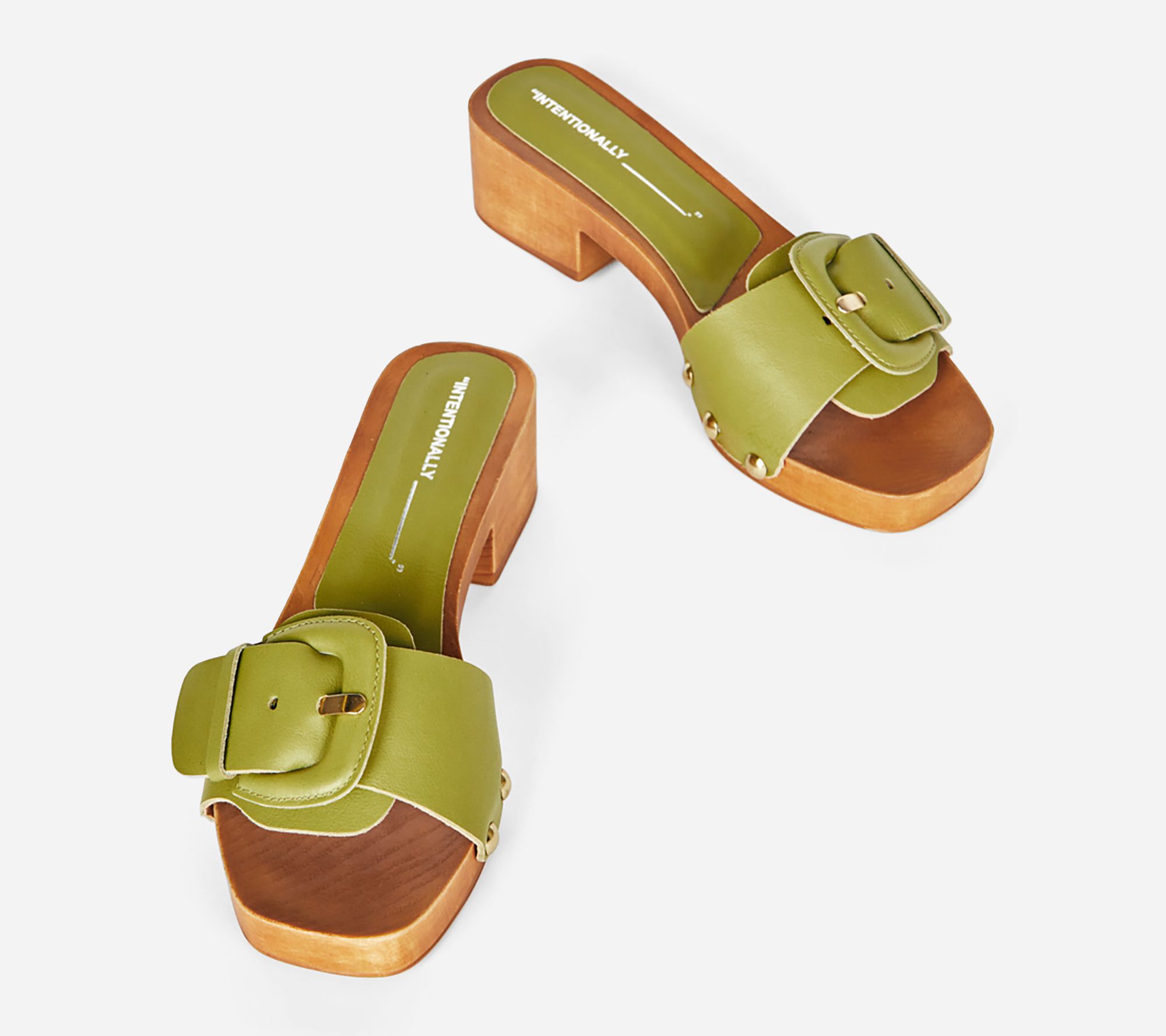 INTENTIONALLY BLANK Leather Buckle HeeledSandals- Mar