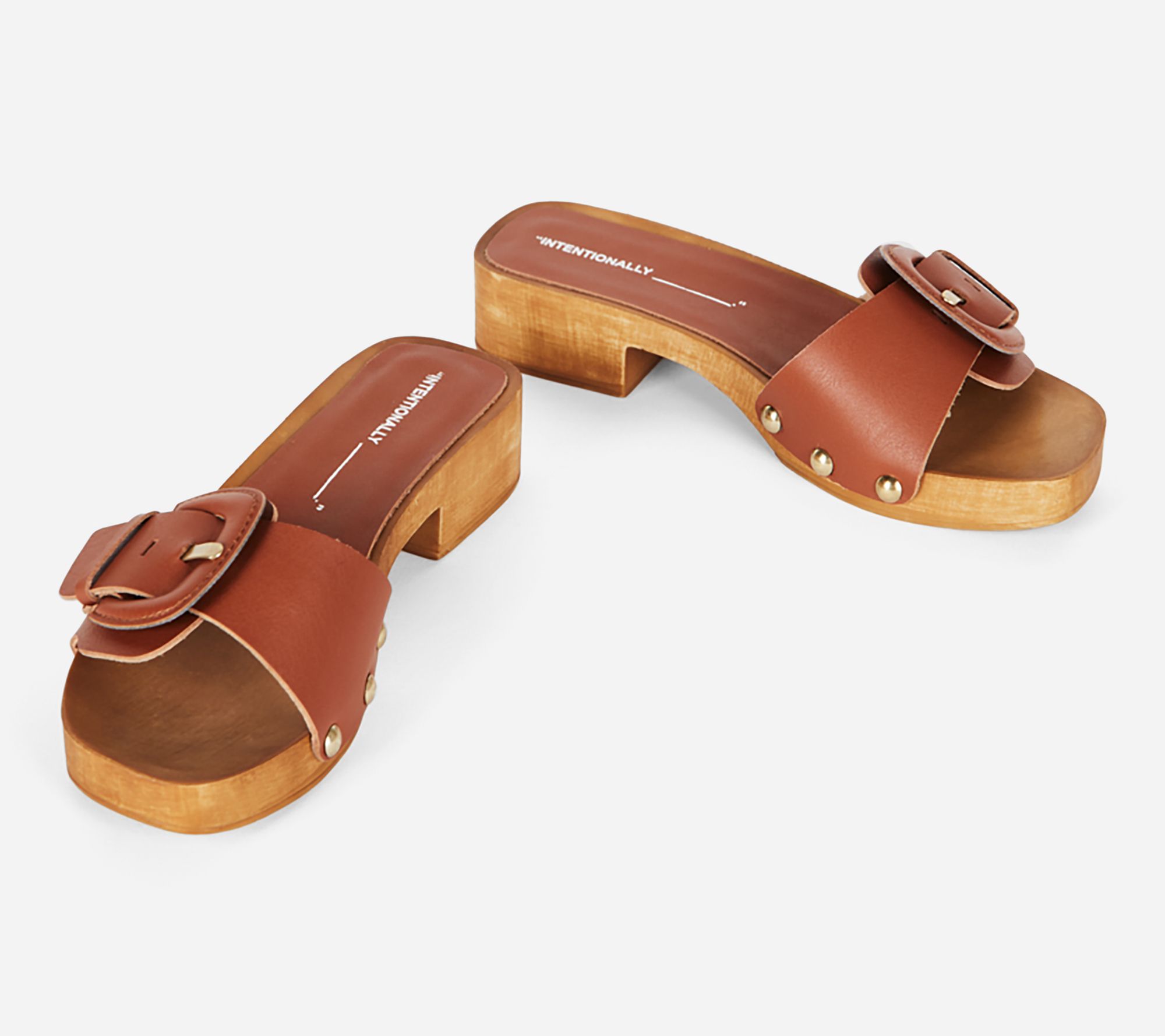 INTENTIONALLY BLANK Leather Buckle HeeledSandals- Mar