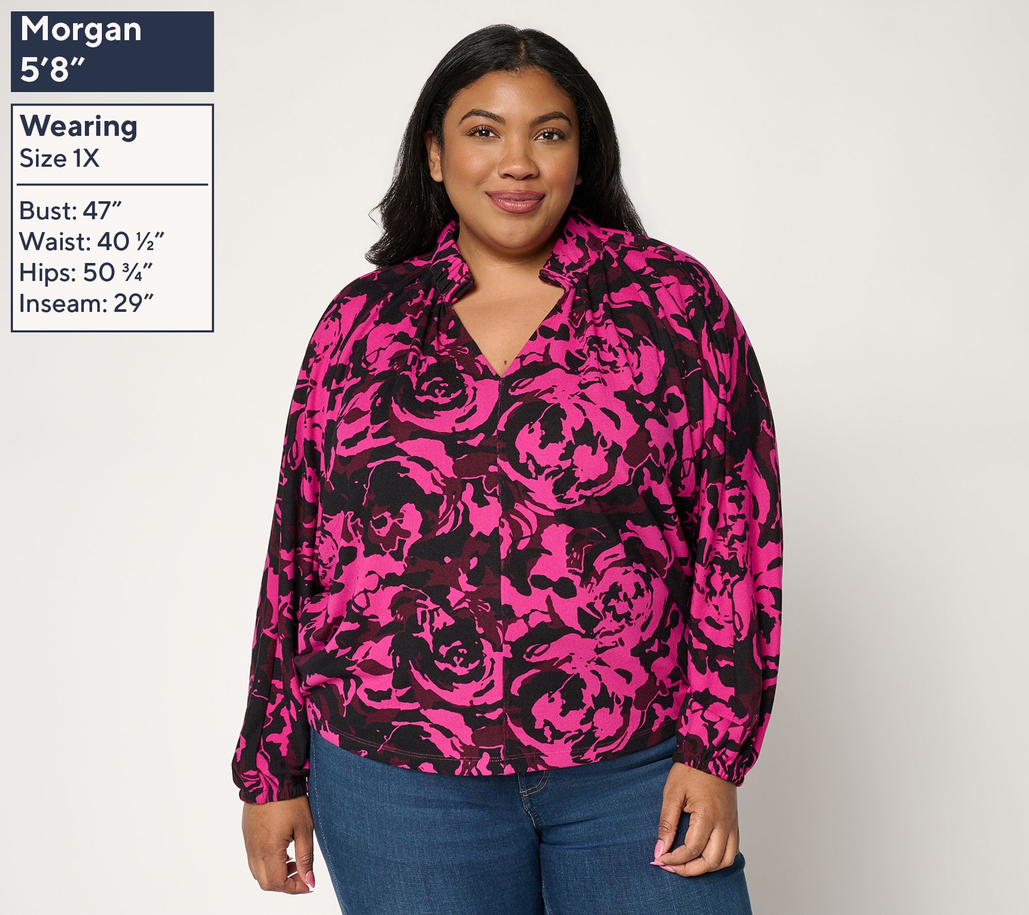 Carla Rockmore Collection 100% Cotton Ruched V -Neck Knit Top | QVC
