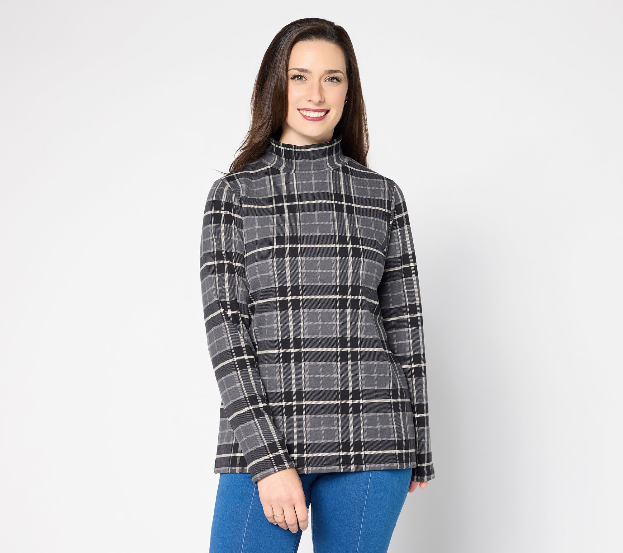 "As Is" Susan Graver Microfleece Printed Turtleneck