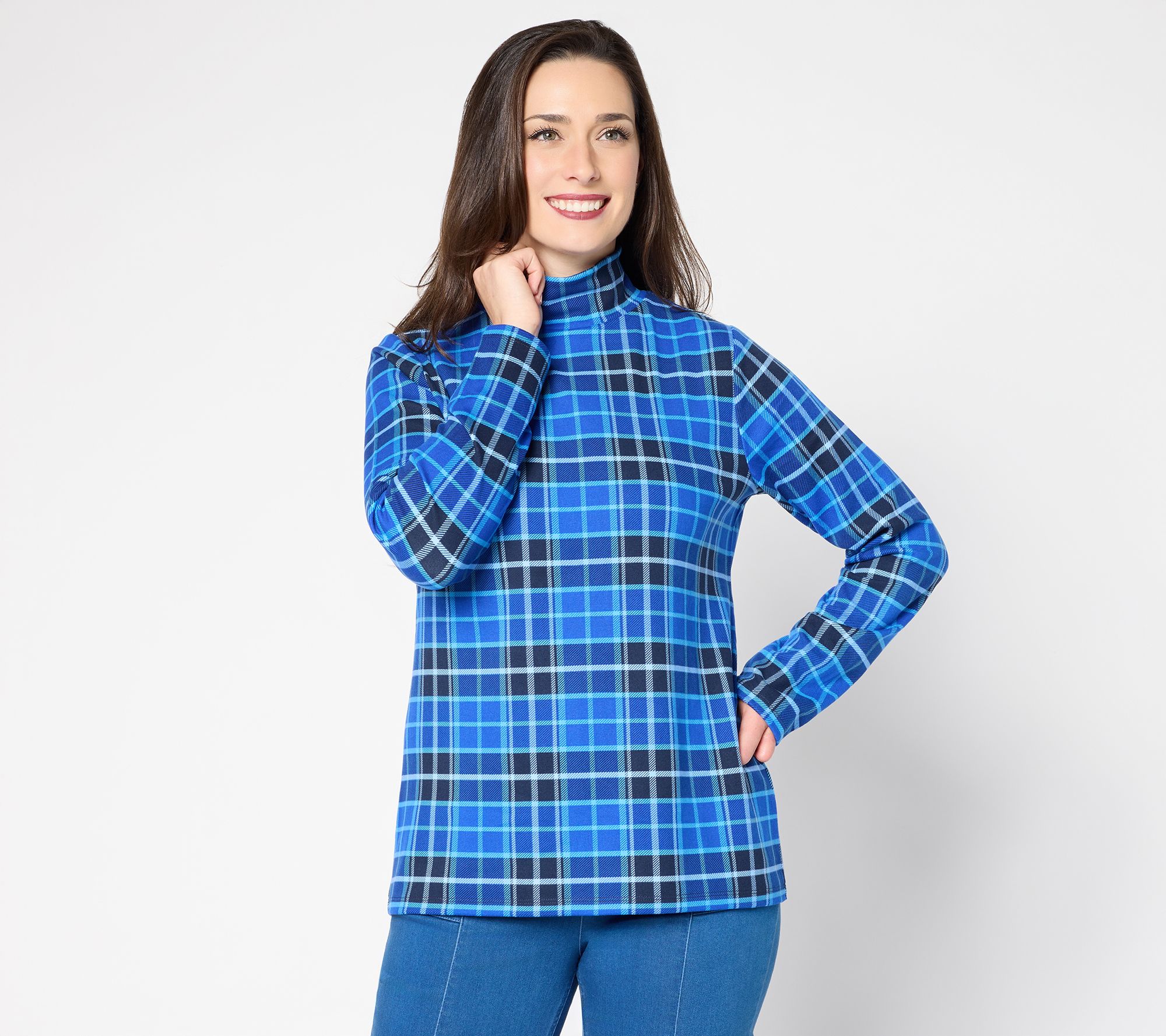 "As Is" Susan Graver Microfleece Printed Turtleneck