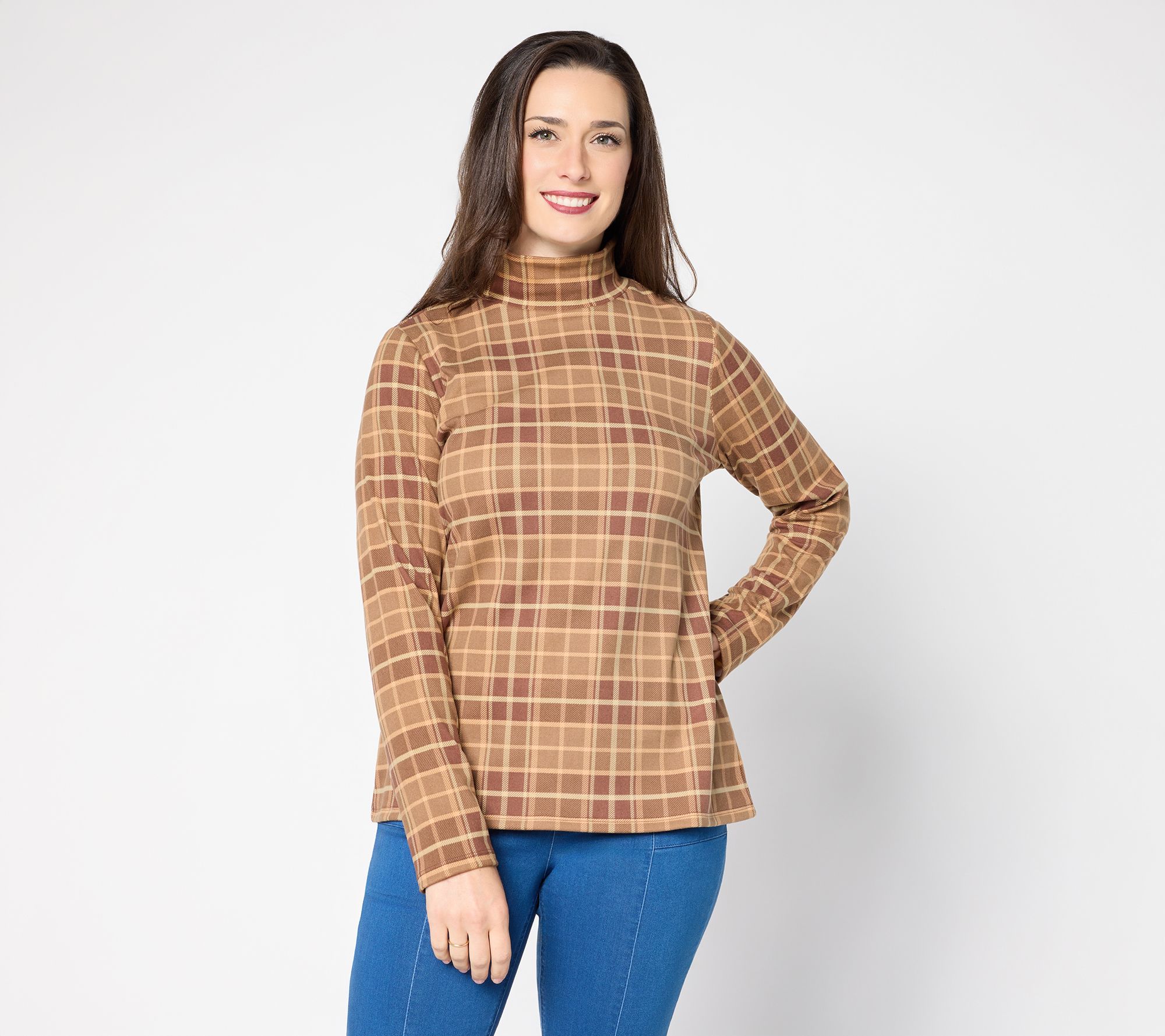 "As Is" Susan Graver Microfleece Printed Turtleneck