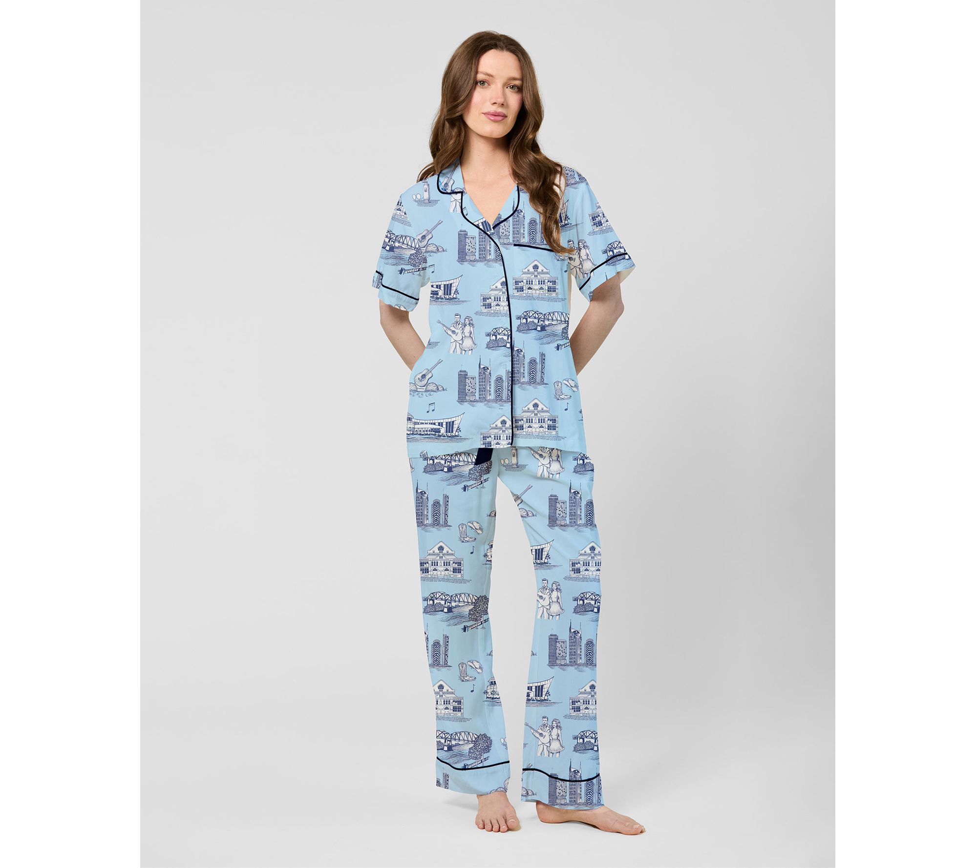 Katie Kime Nashville Toile Pajama Pants Set - QVC.com